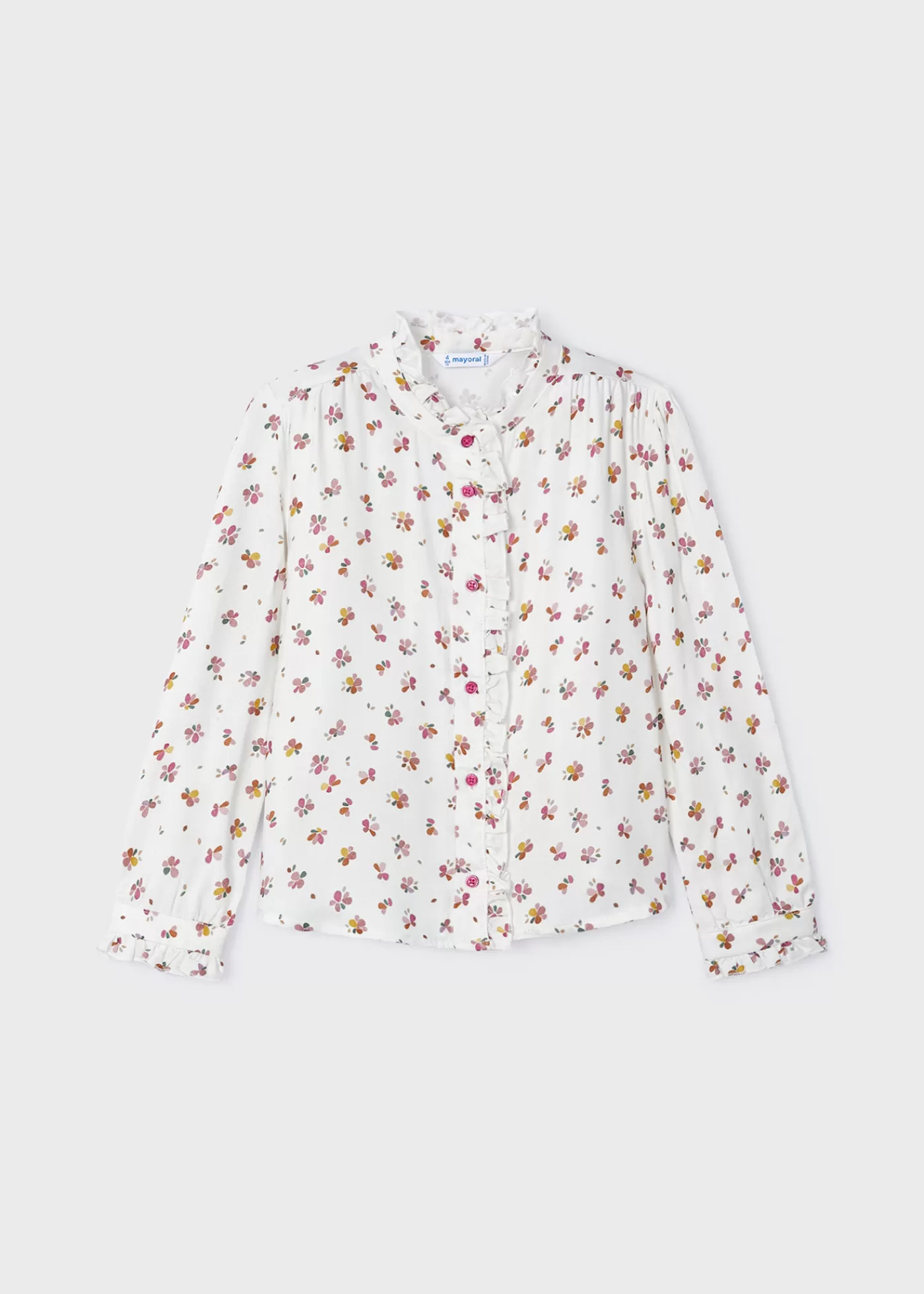 Mayoral Girl Ruffle Print Blouse Offwhite Discount