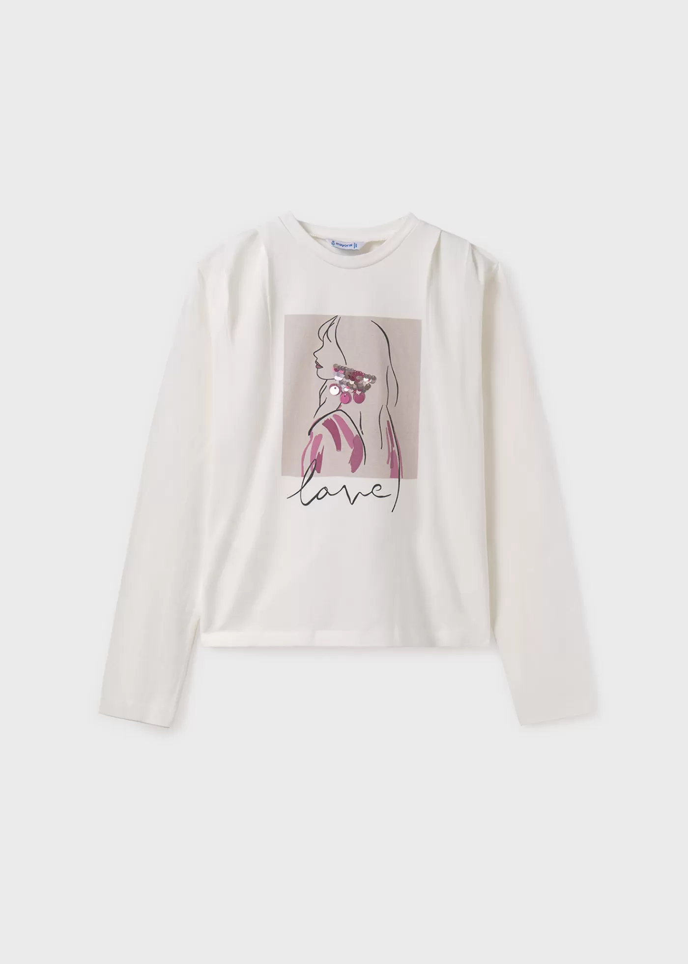 Mayoral Girl Sequin Detail T-Shirt Offwhite-mauve Fashion