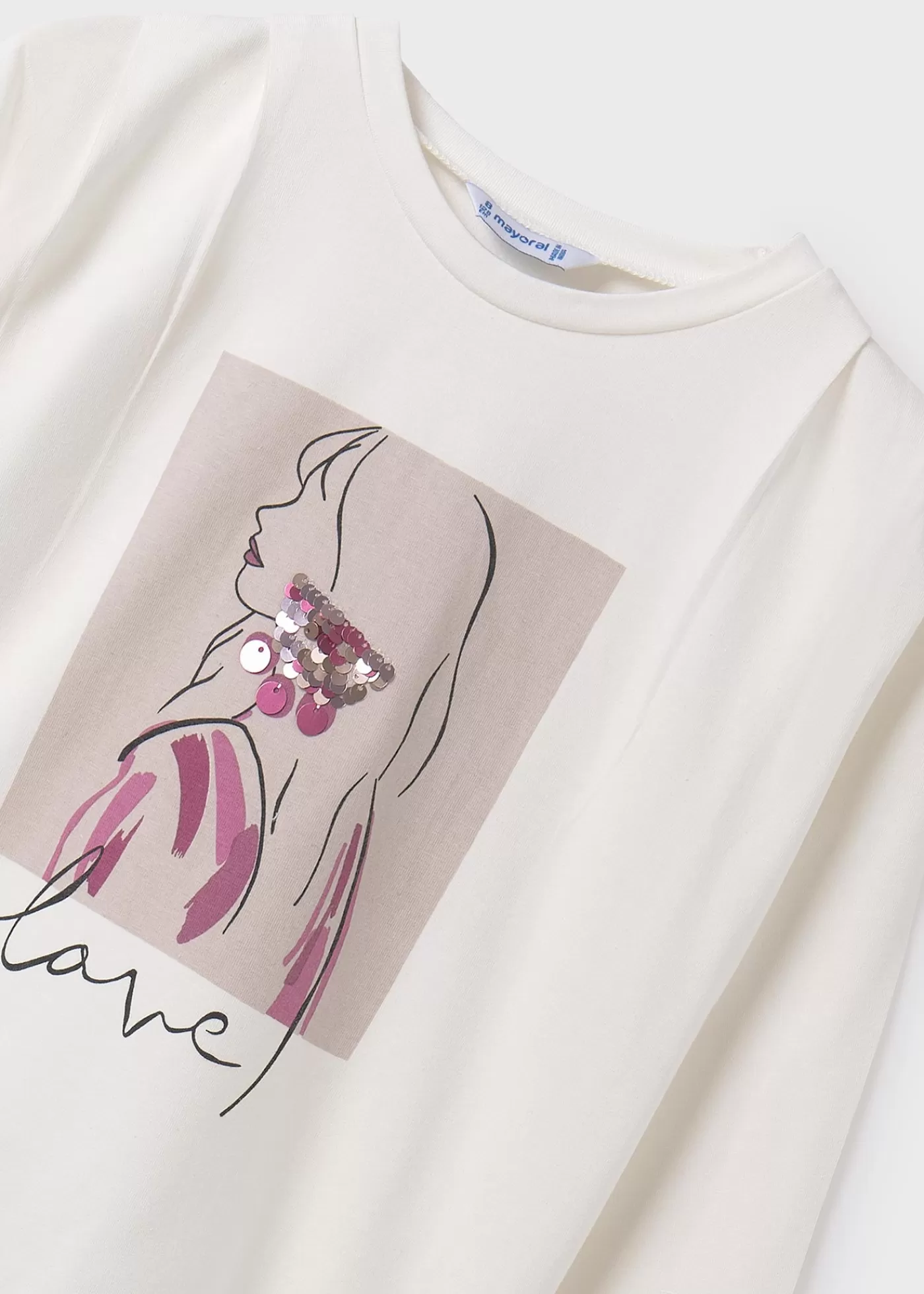 Mayoral Girl Sequin Detail T-Shirt Offwhite-mauve Fashion