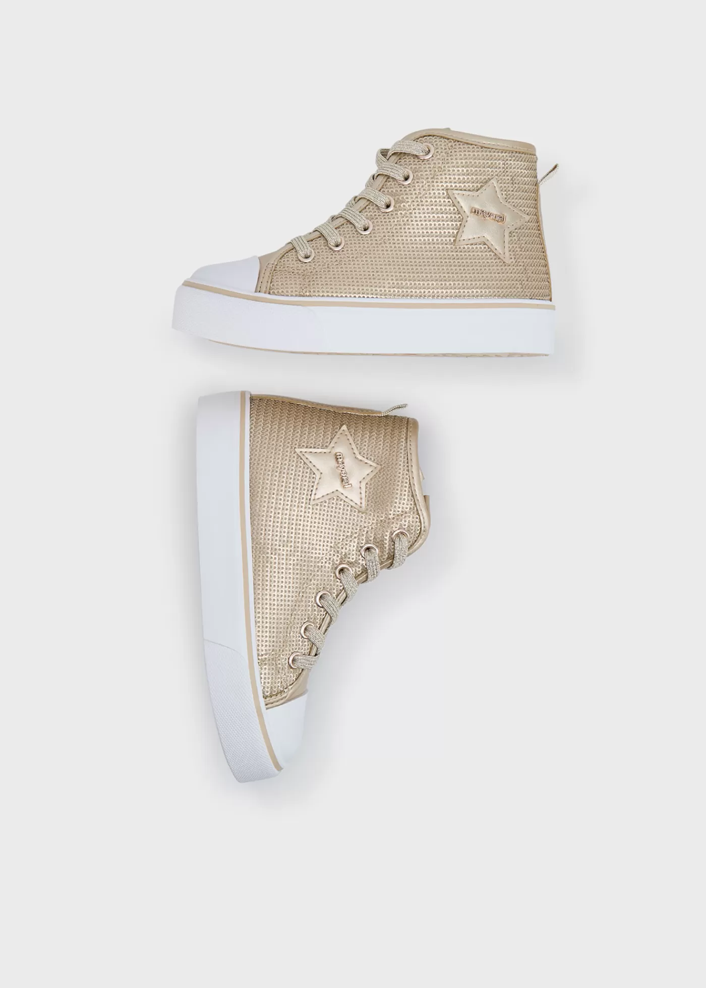 Mayoral Girl Sequin High Top Sneakers Gold Clearance