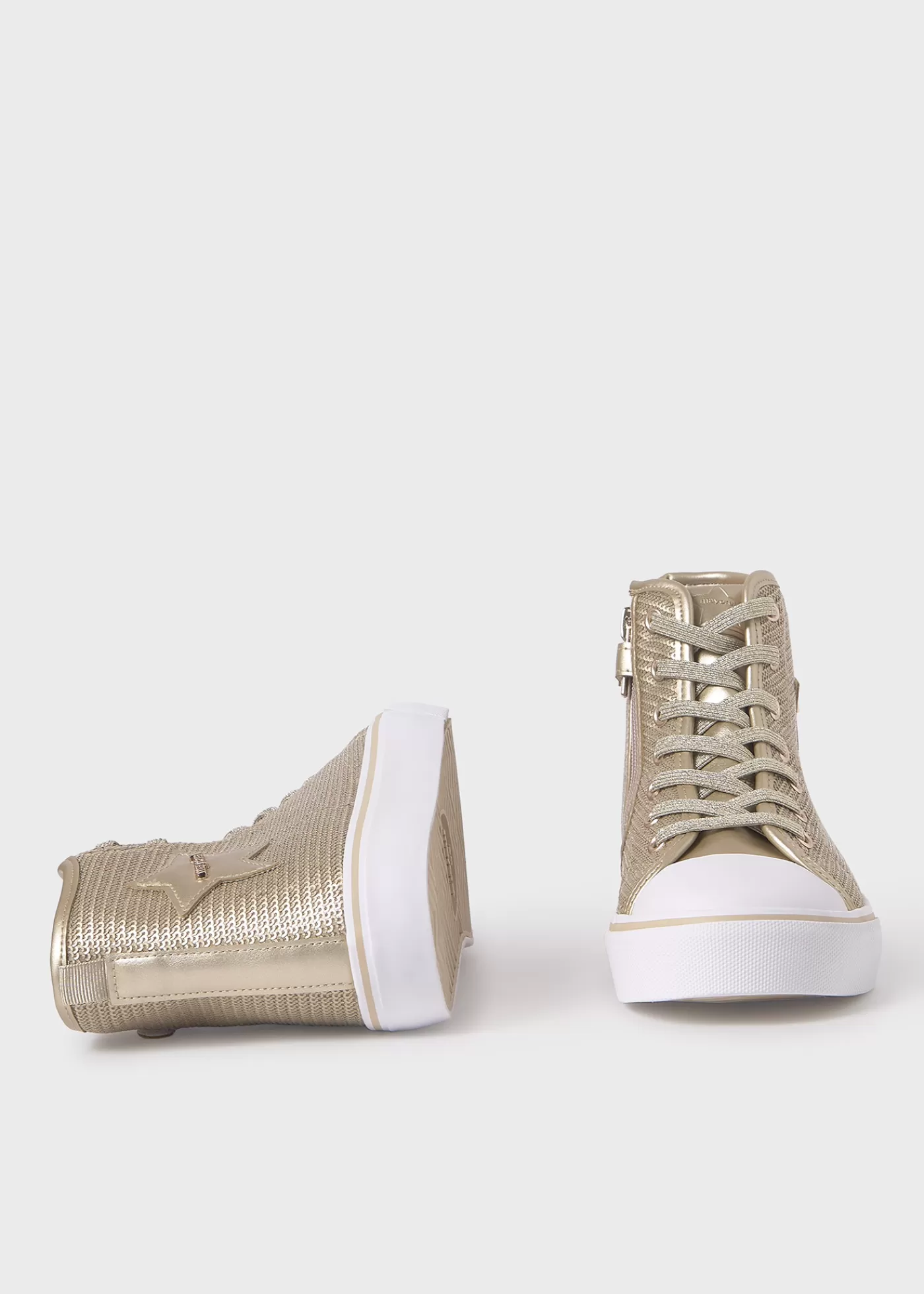 Mayoral Girl Sequin High Top Sneakers Gold New