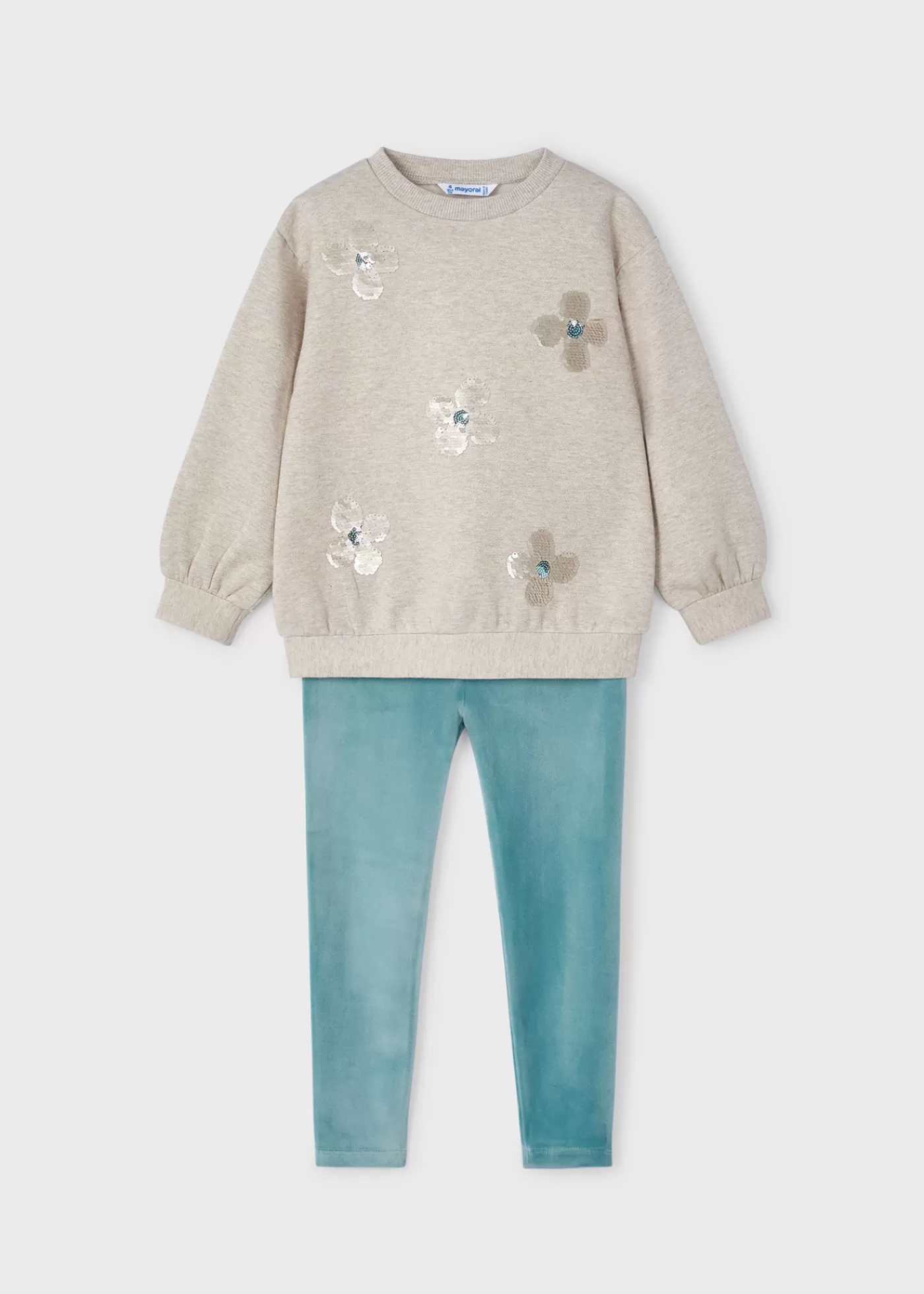 Mayoral Girl Sequin Sweatshirt and Leggings Set Stone Outlet