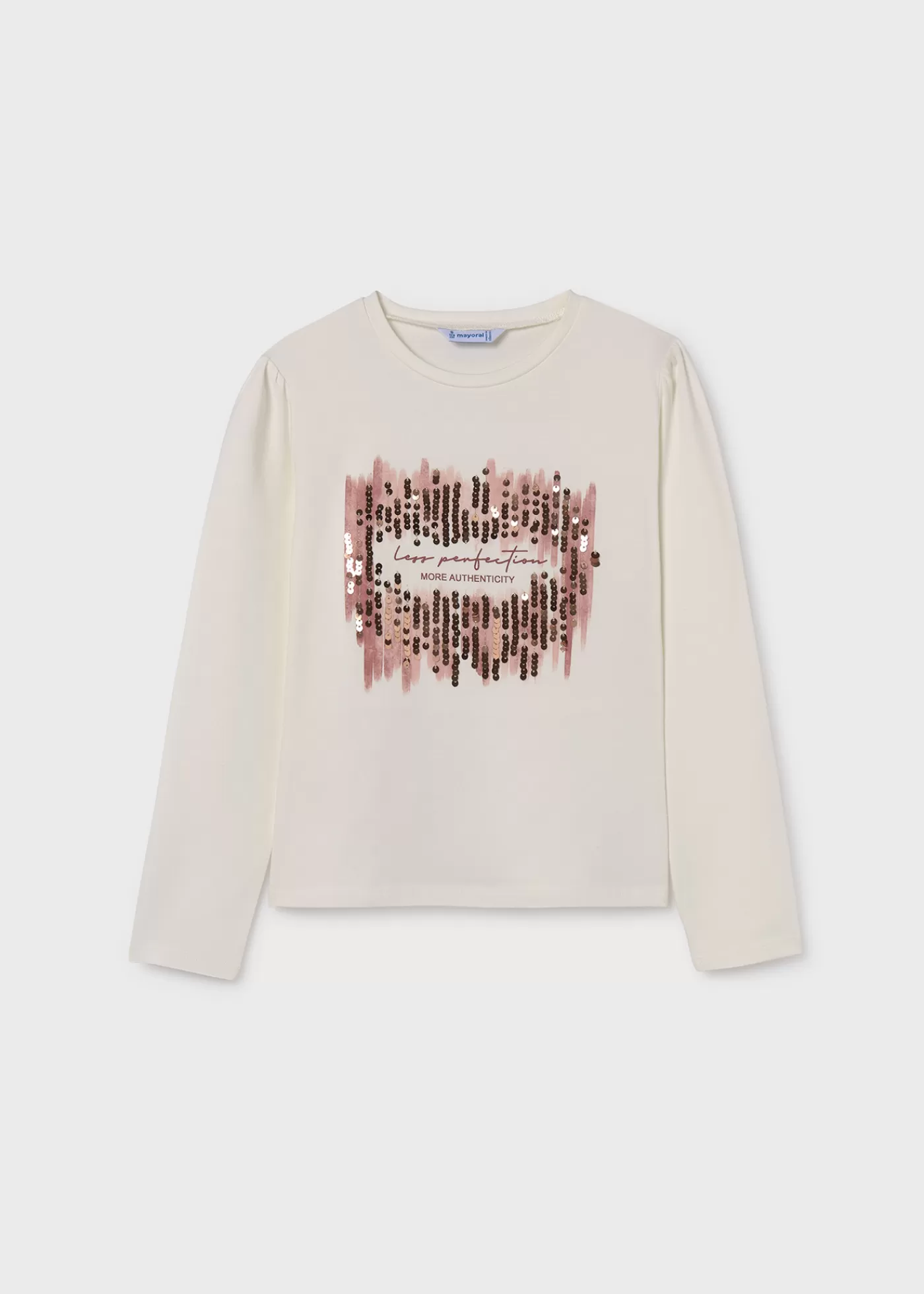 Mayoral Girl Sequin T-Shirt Offwhite-Nude Clearance