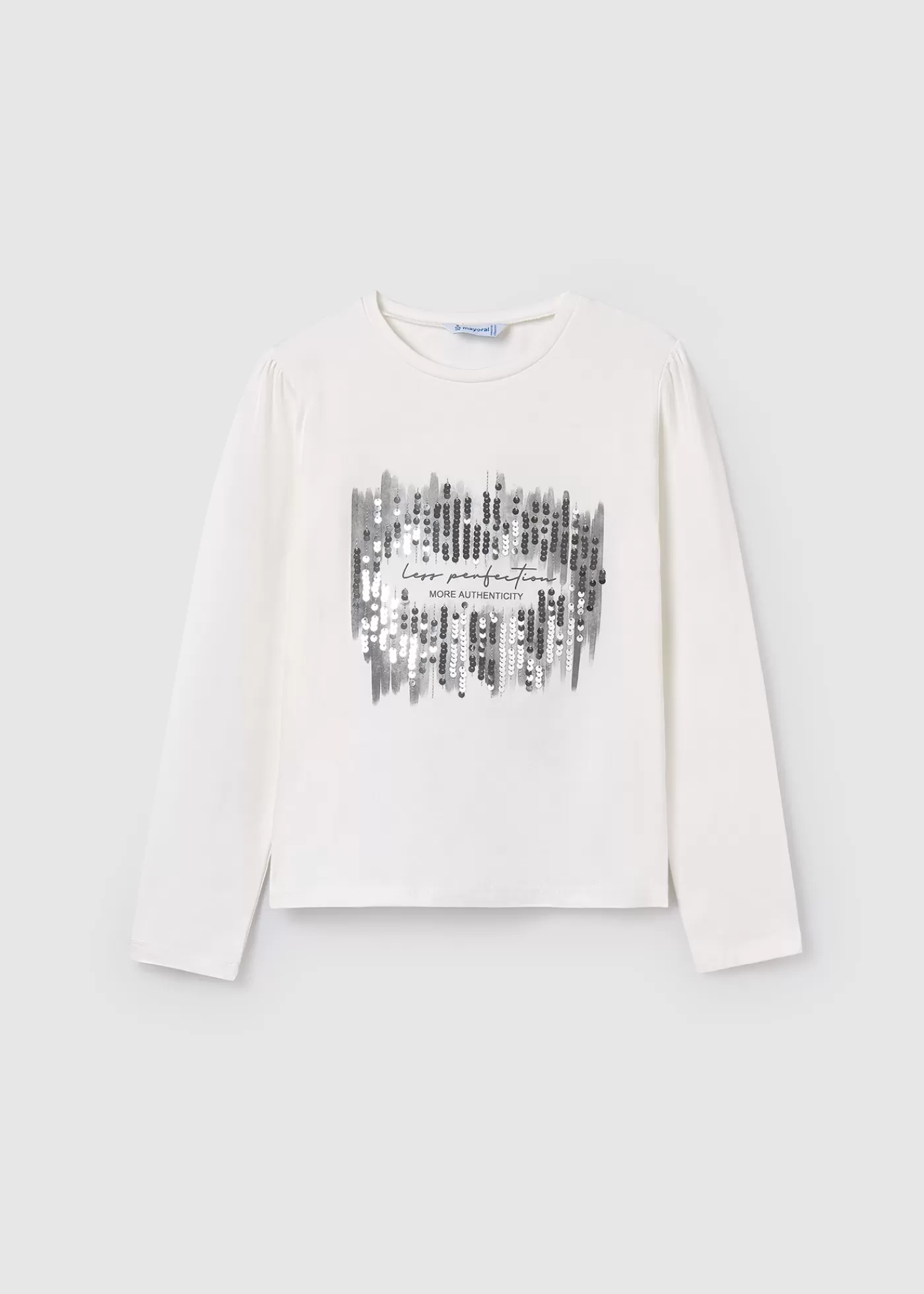 Mayoral Girl Sequin T-Shirt Offwhite-Silver New