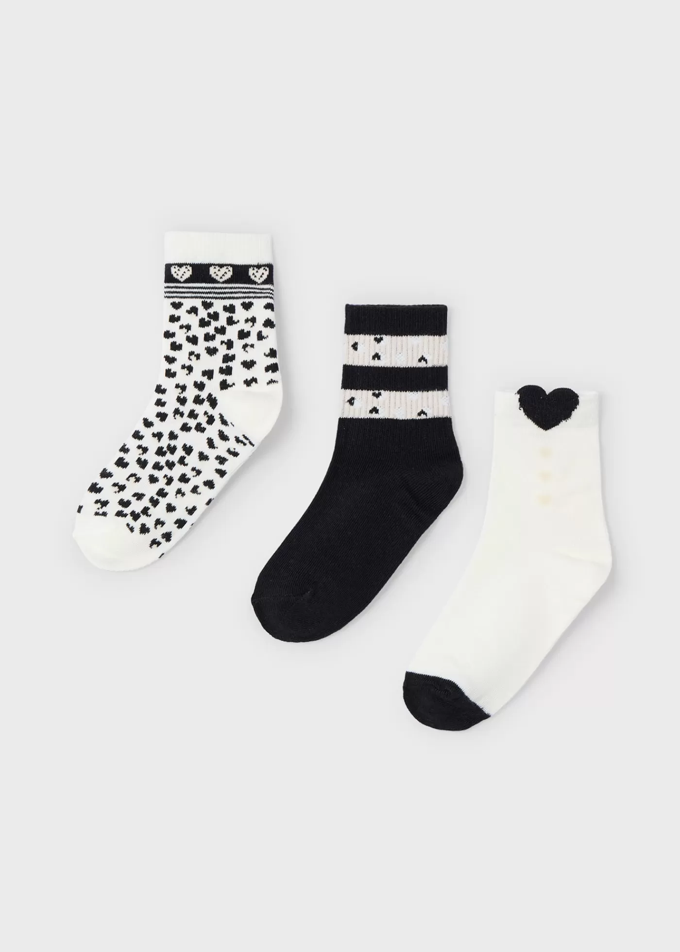 Mayoral Girl Set of 3 Heart Socks Black Discount