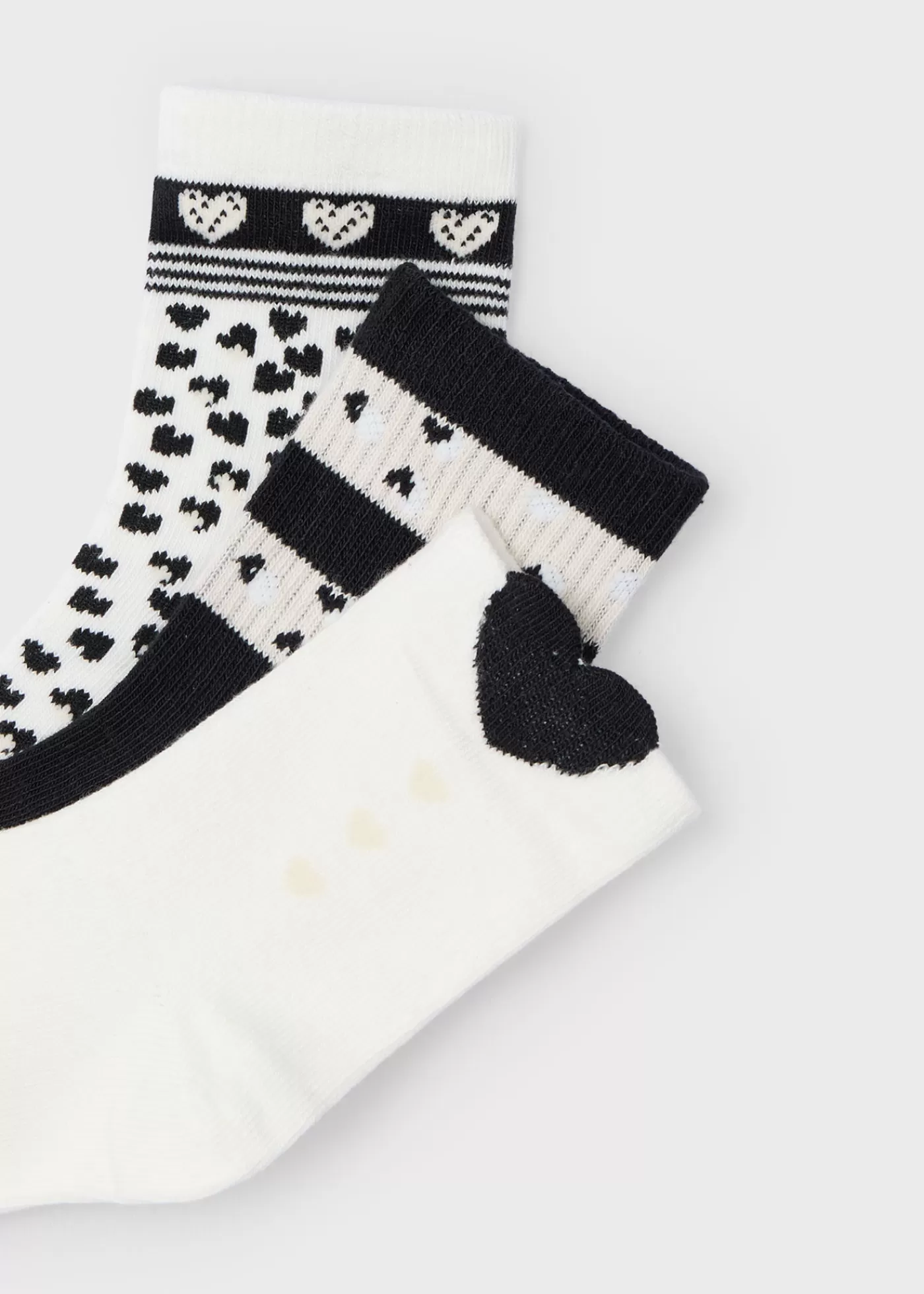 Mayoral Girl Set of 3 Heart Socks Black Discount