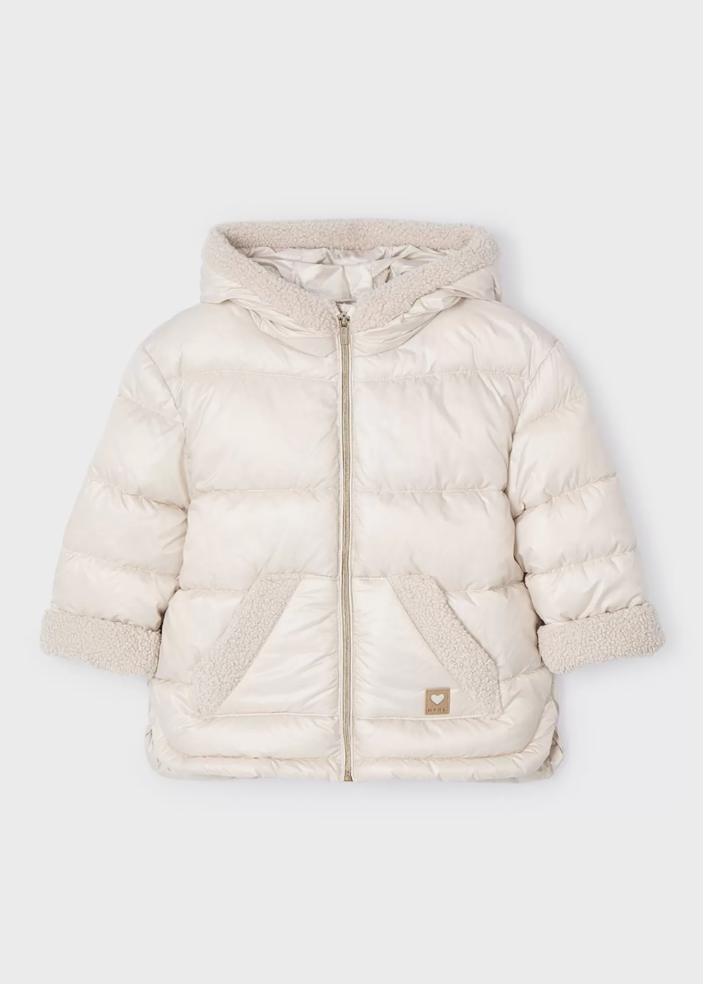 Mayoral Girl Sherpa-Trim Puffer Coat Stone Clearance