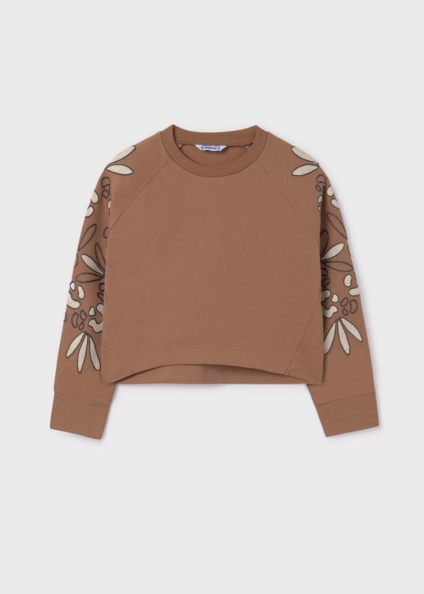 Mayoral Girl Sleeve Detail Sweatshirt Cinnamon Fashion