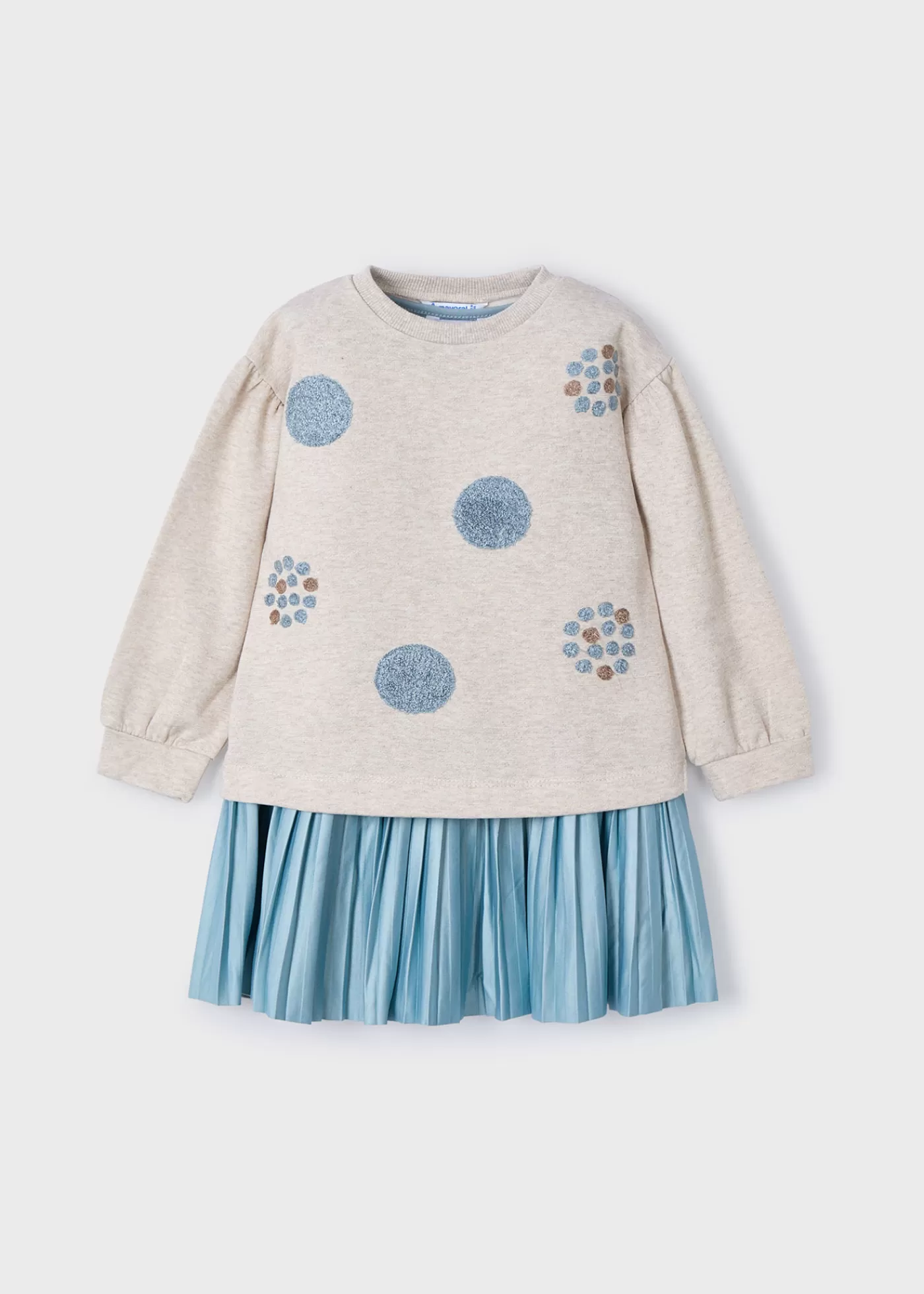 Mayoral Girl Sleeveless Dress with Polka Dot Sweater Skyblue Best