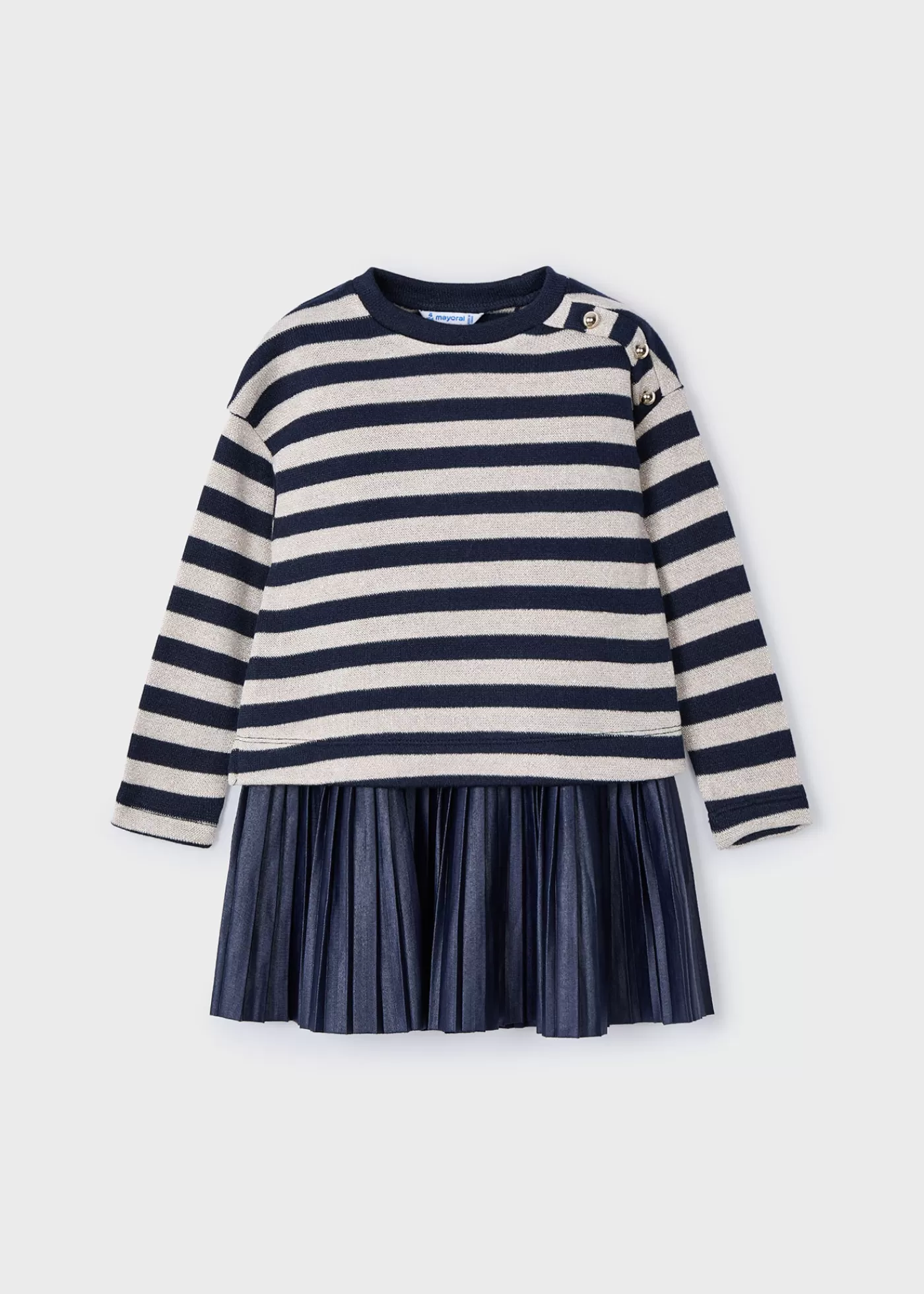 Mayoral Girl Sleeveless Dress with Striped Sweatshirt Navyblue Cheap