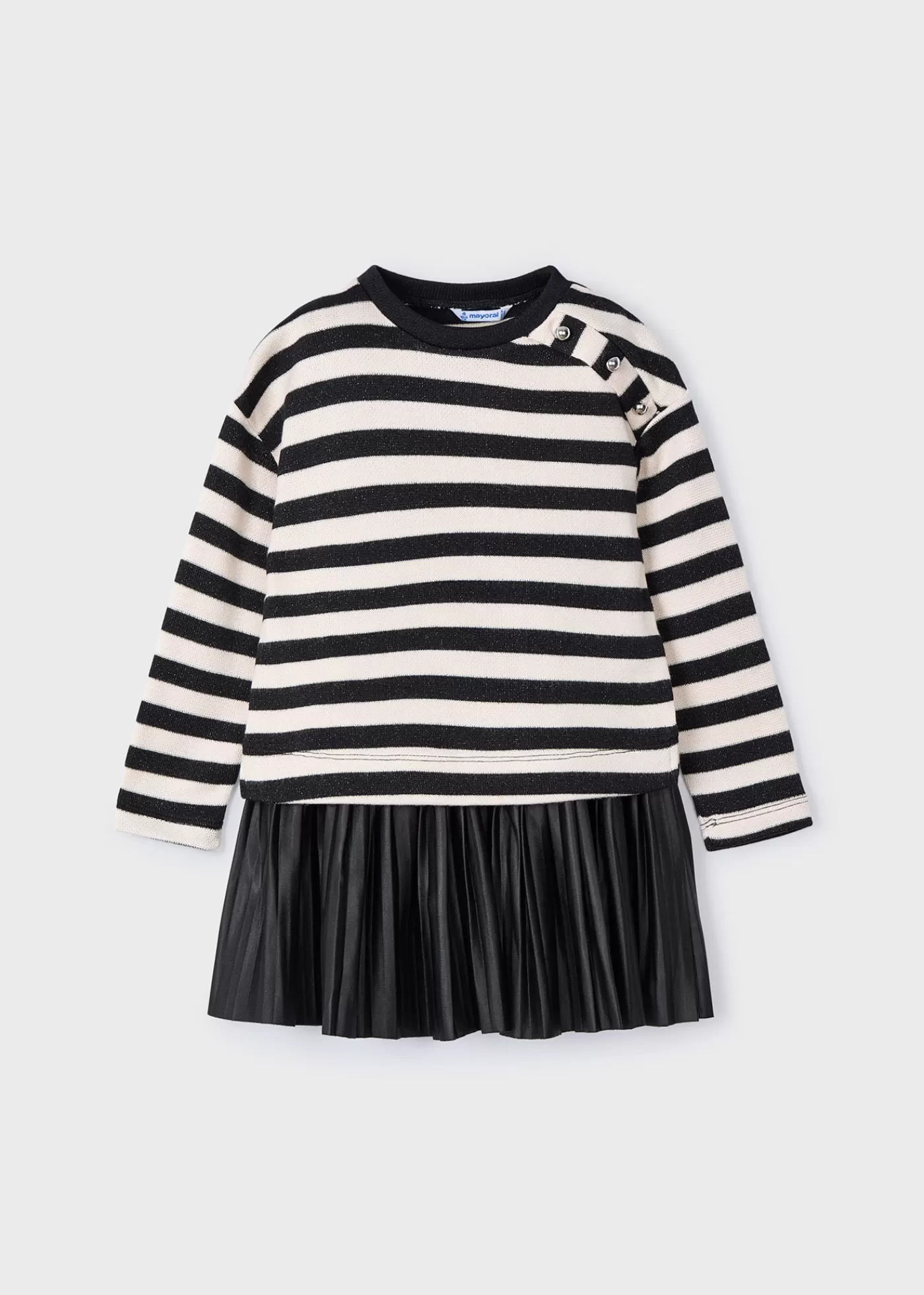 Mayoral Girl Sleeveless Dress with Striped Sweatshirt Black Sale