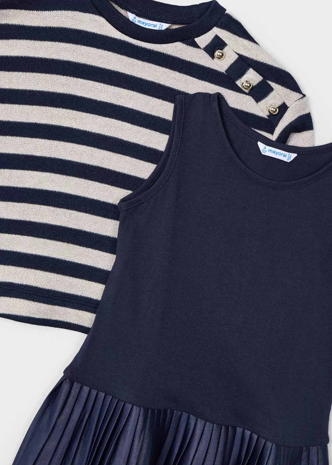 Mayoral Girl Sleeveless Dress with Striped Sweatshirt Navyblue Cheap