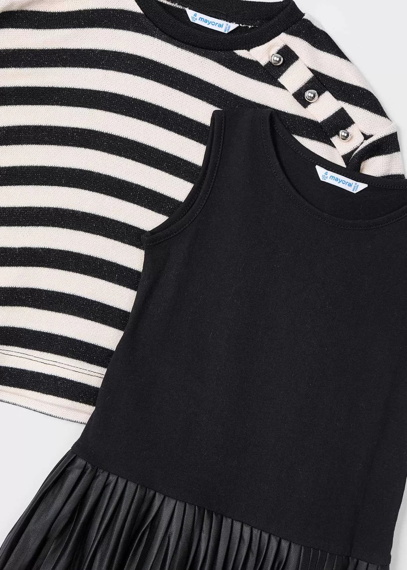 Mayoral Girl Sleeveless Dress with Striped Sweatshirt Black Sale