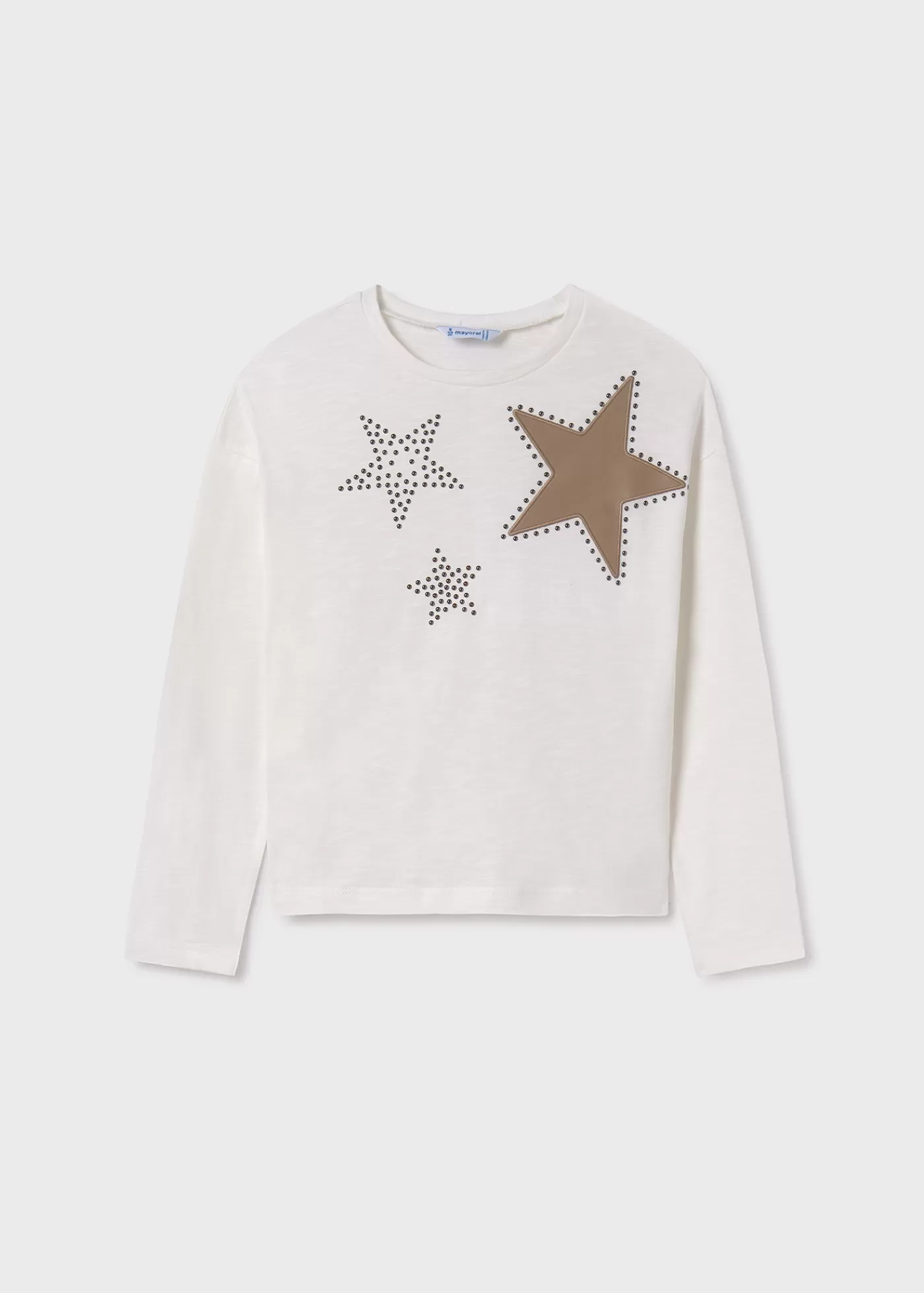 Mayoral Girl Strass Star T-Shirt Natural-Cinnamon Outlet