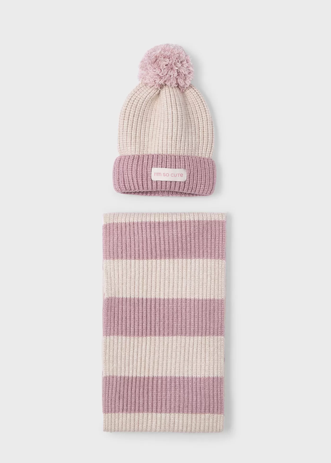 Mayoral Girl Striped Hat and Scarf Set Rosy Cheap