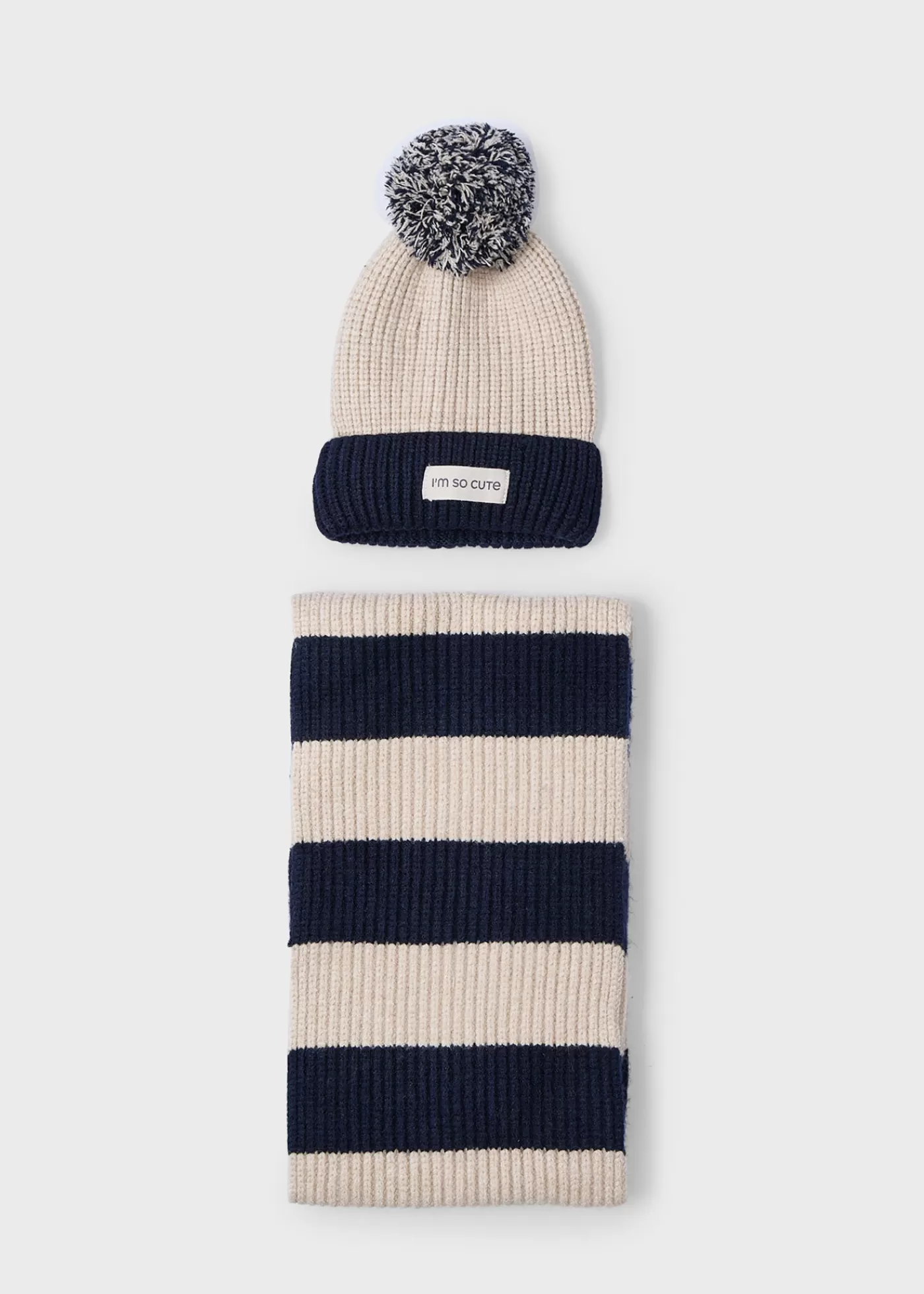 Mayoral Girl Striped Hat and Scarf Set Navyblue Online