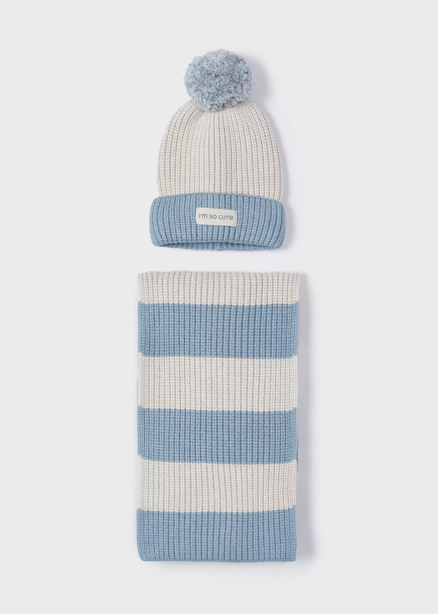 Mayoral Girl Striped Hat and Scarf Set Skyblue Hot