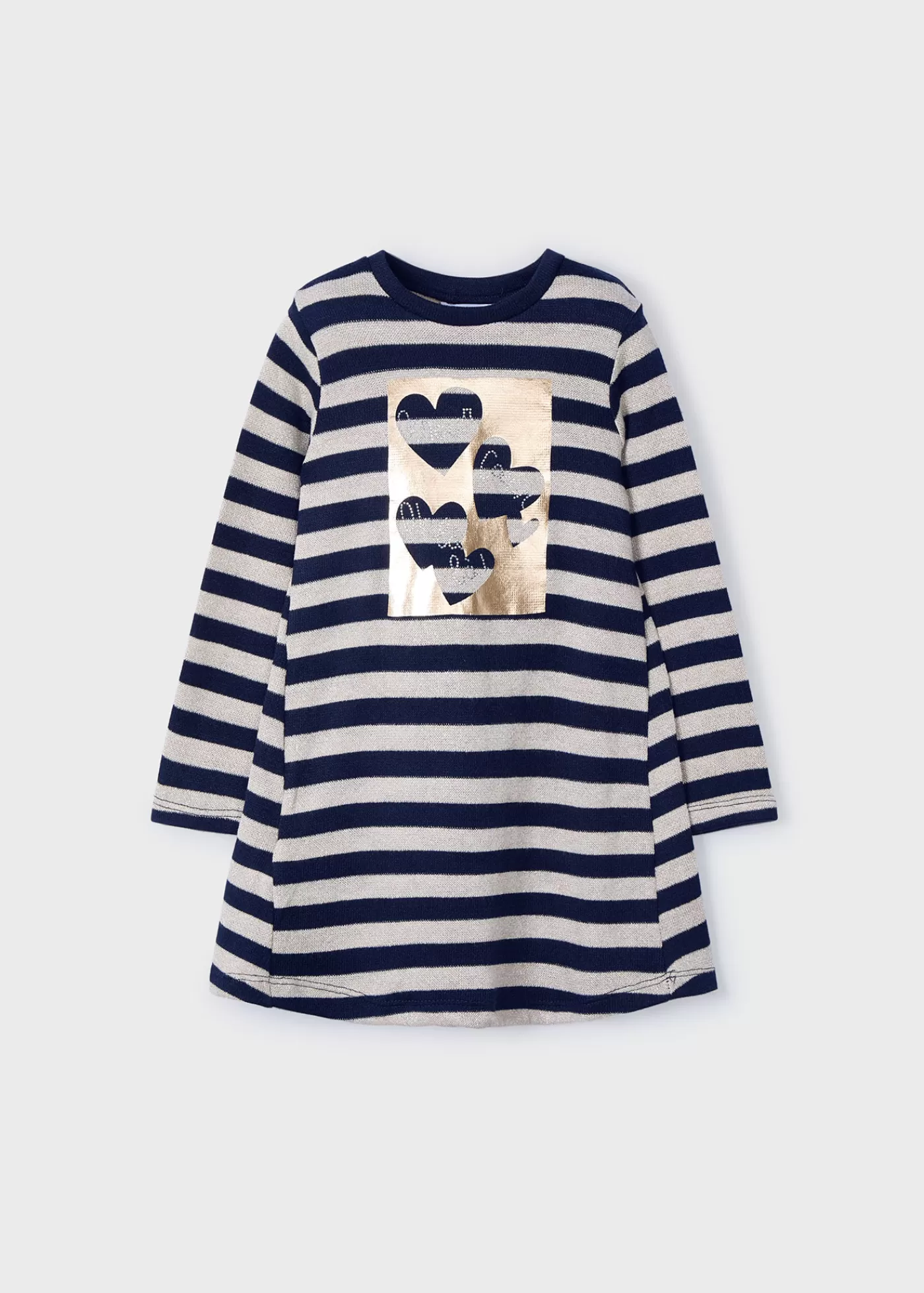 Mayoral Girl Striped Metallic Stitch Sweater Navyblue Fashion