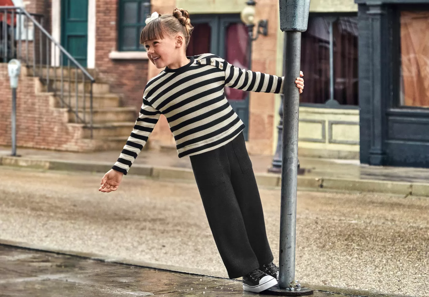 Mayoral Girl Striped Sweatshirt and Pants Set Black Shop