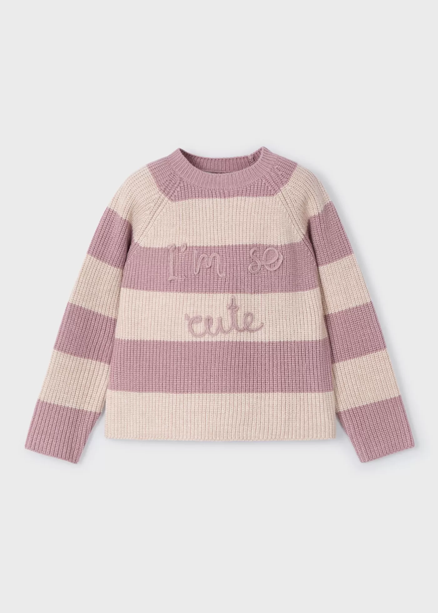 Mayoral Girl Striped Text Sweater Rosy Outlet