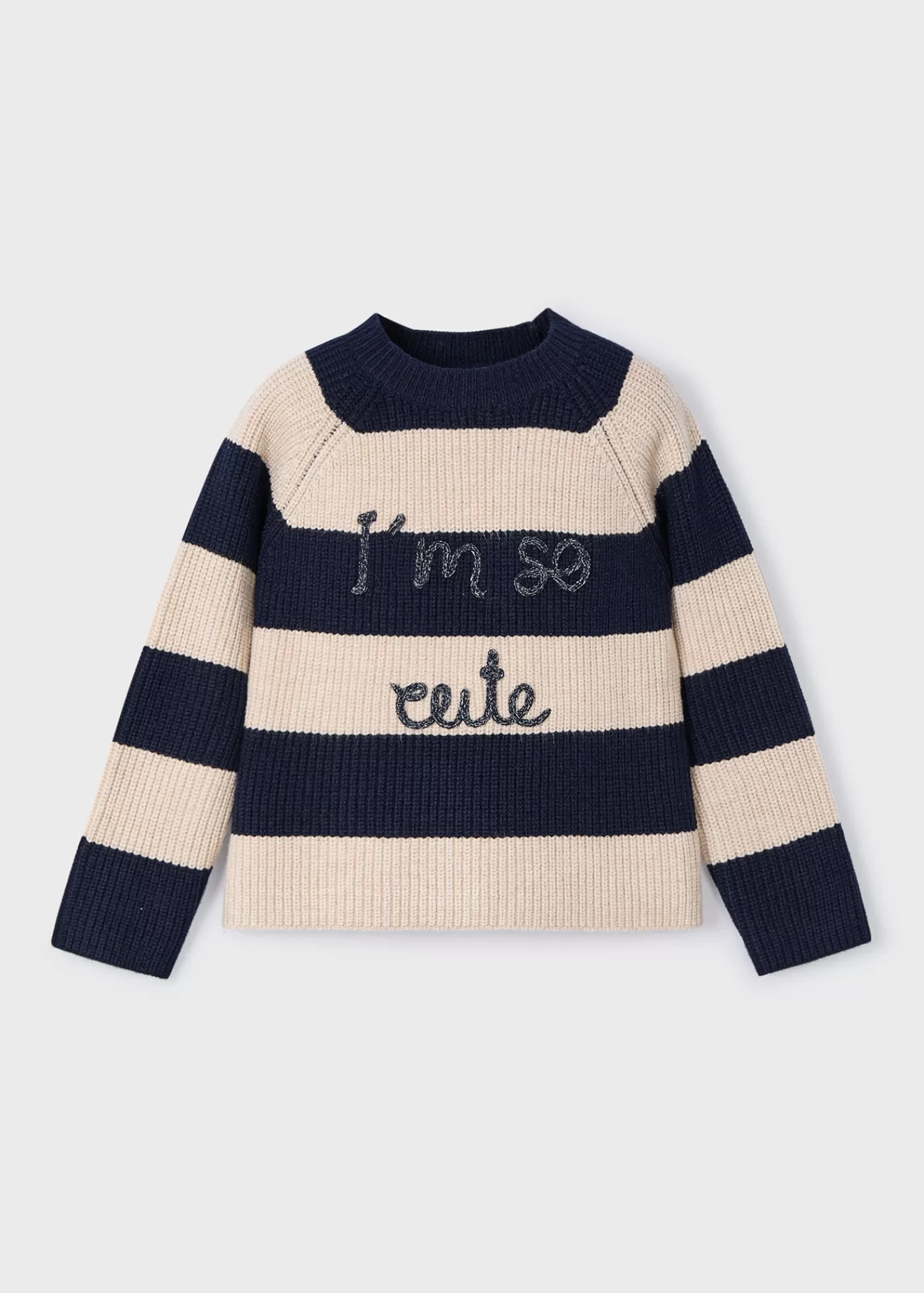 Mayoral Girl Striped Text Sweater Navyblue Fashion