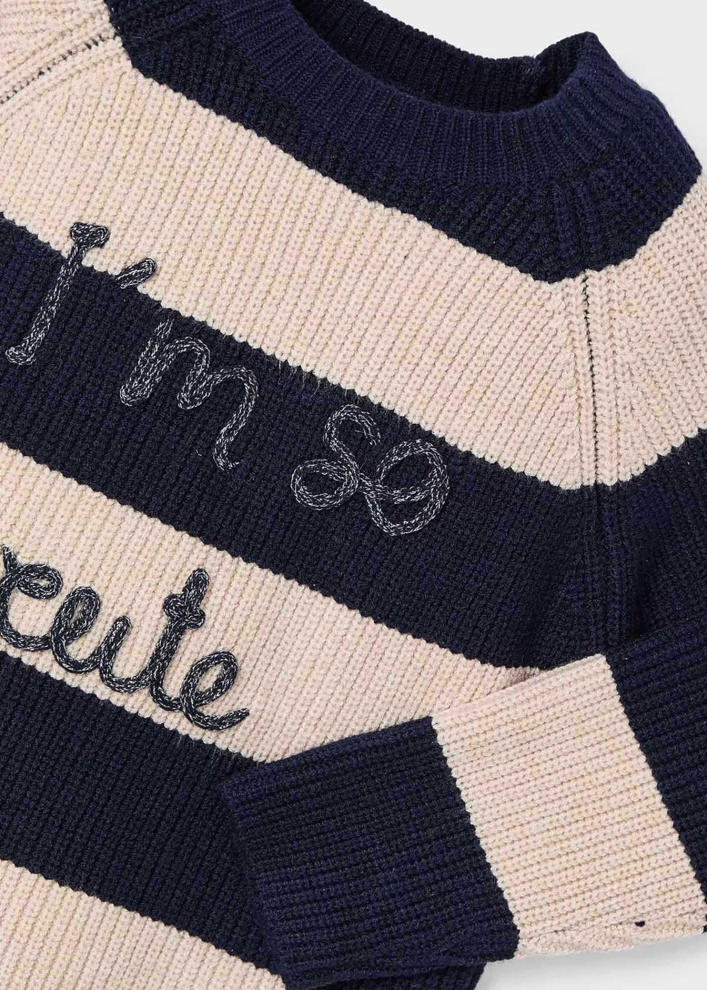 Mayoral Girl Striped Text Sweater Navyblue Fashion