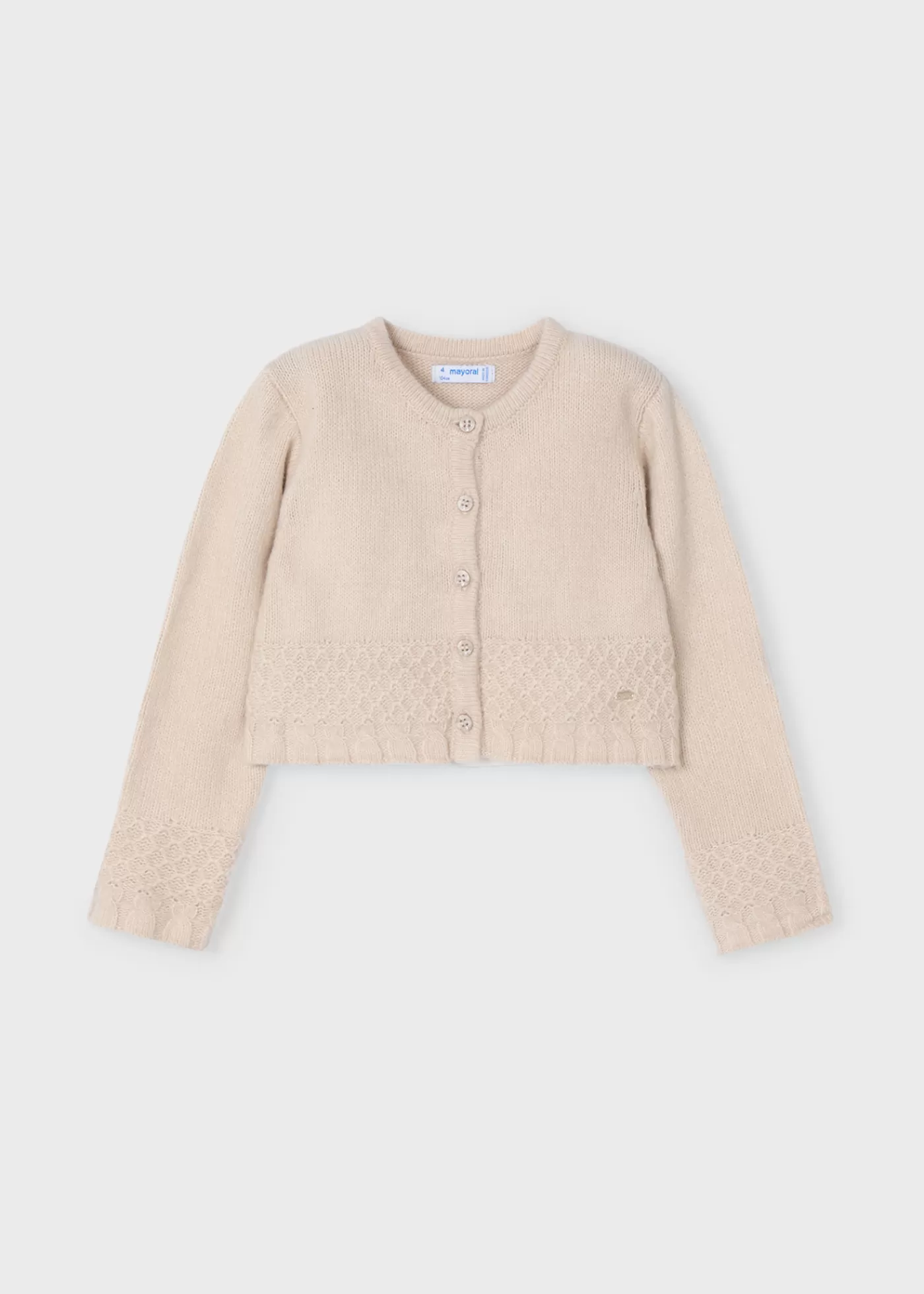 Mayoral Girl Structured Knit Cardigan Sand Outlet