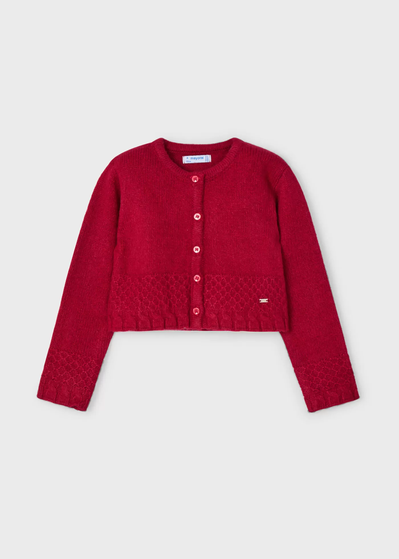 Mayoral Girl Structured Knit Cardigan Cherry Clearance