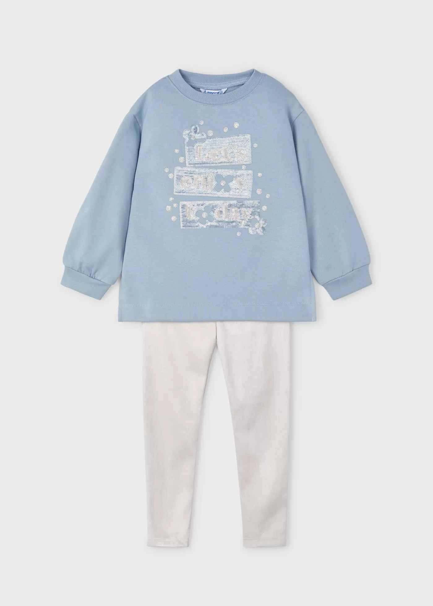 Mayoral Girl Suede Legging and Sweatshirt Set Skyblue Sale