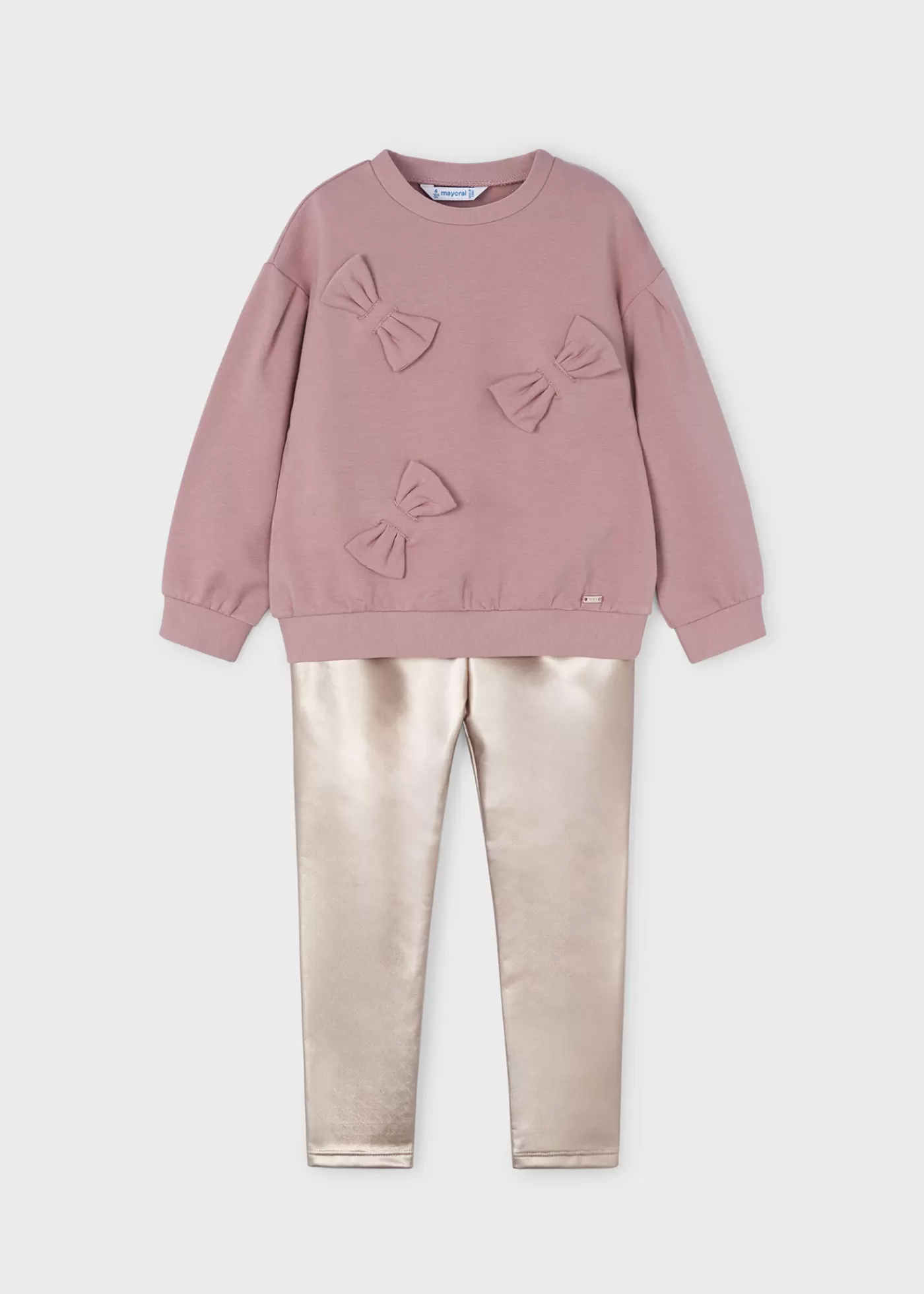 Mayoral Girl Sweatshirt and Metallic Leggings Set Rosy Discount