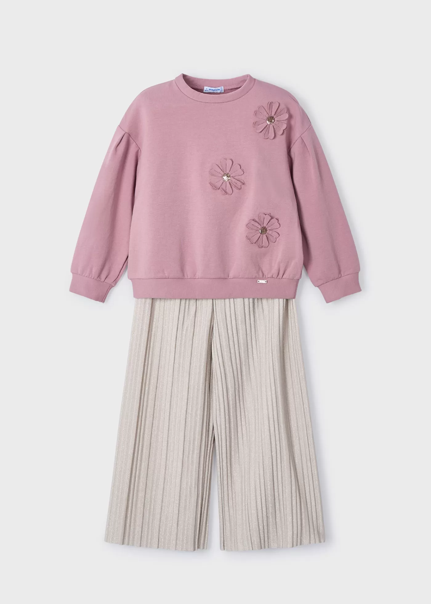 Mayoral Girl Sweatshirt with Pleated Pants Set Rosy Best