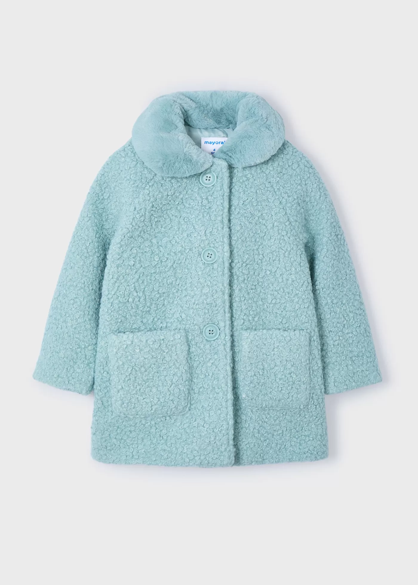 Mayoral Girl Teddy Coat with Faux Fur Collar Jade Online