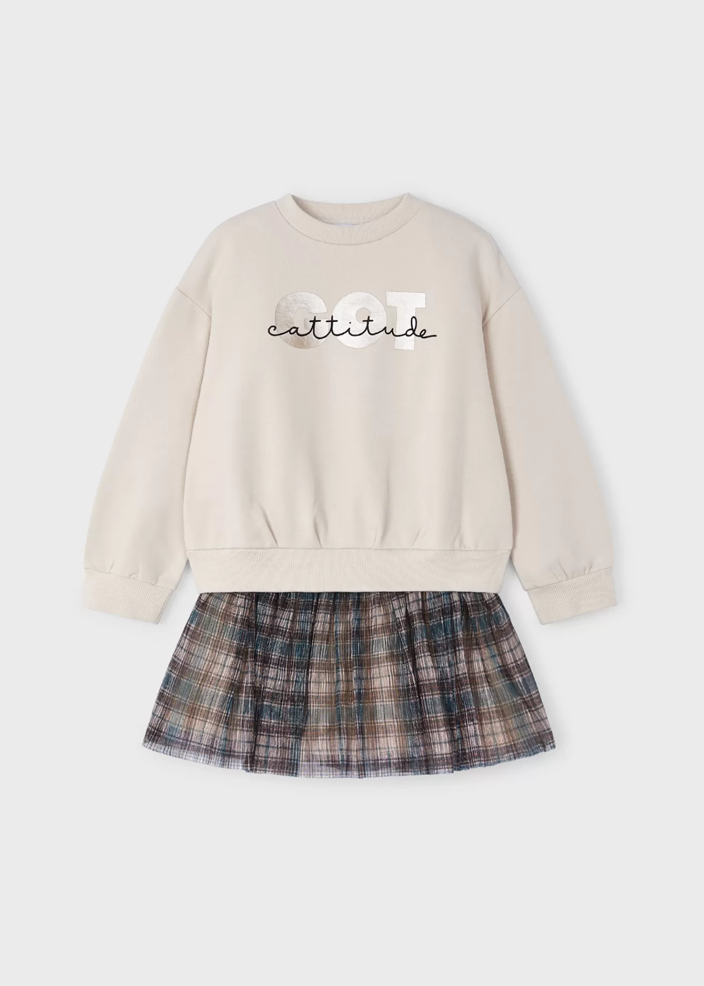 Mayoral Girl Tulle Skirt and Sweatshirt Set Sand Store