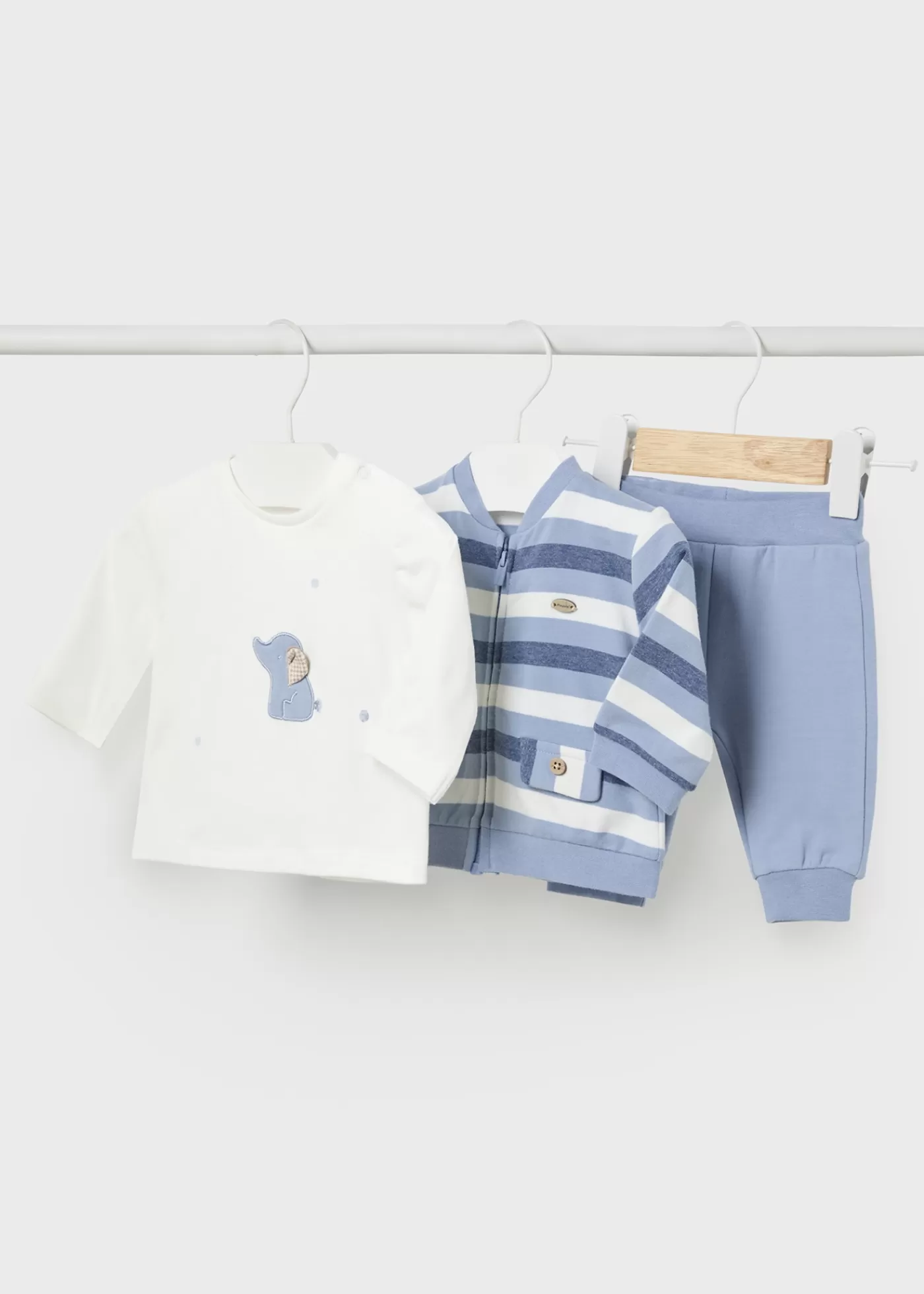 Mayoral Newborn 3 Piece Striped Set Sky Shop