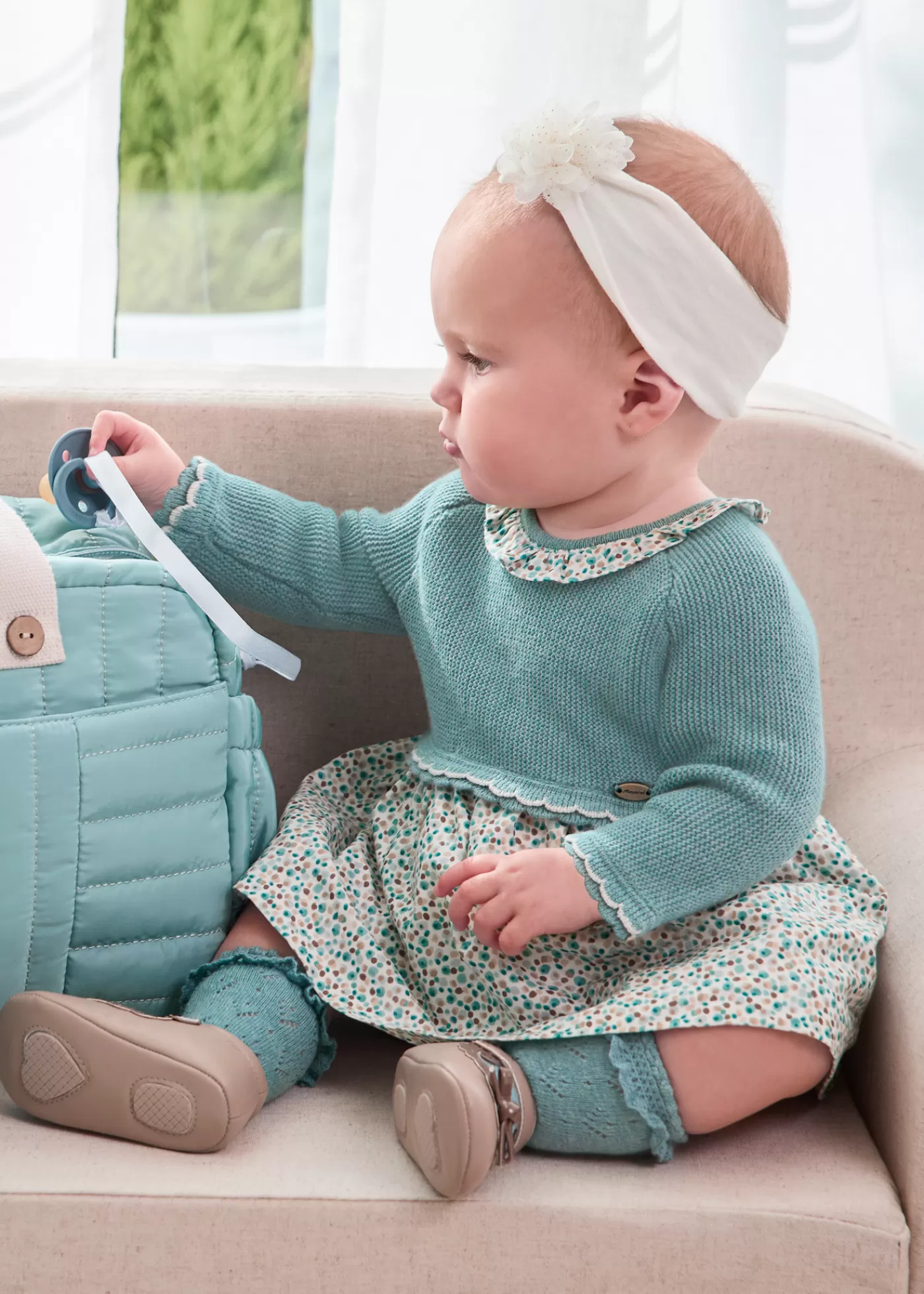 Mayoral Newborn Combined Knit Dress Icebergheather Online