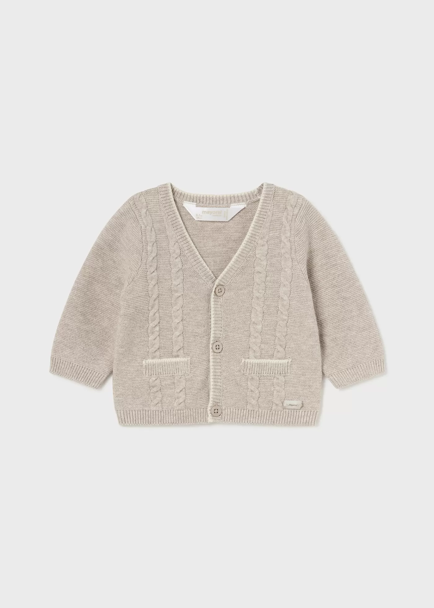 Mayoral Newborn Contrast Knit Cardigan Walnutmelange Hot