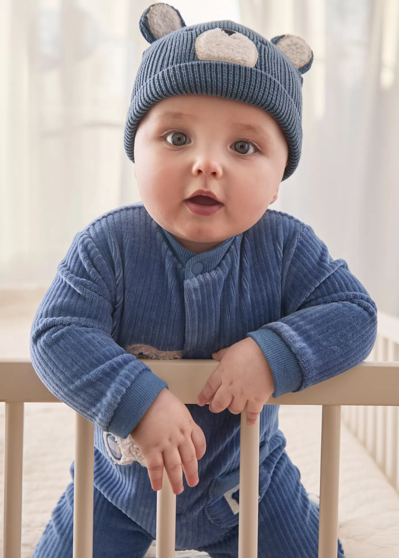 Mayoral Newborn Corduroy One-Piece Midblue Best Sale