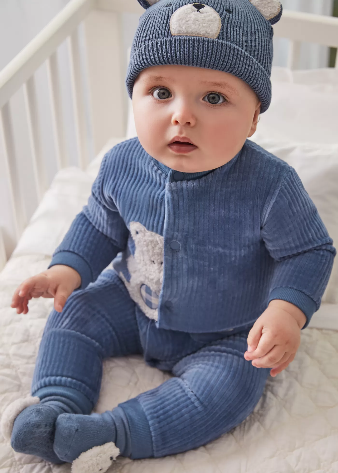 Mayoral Newborn Corduroy One-Piece Midblue Best Sale