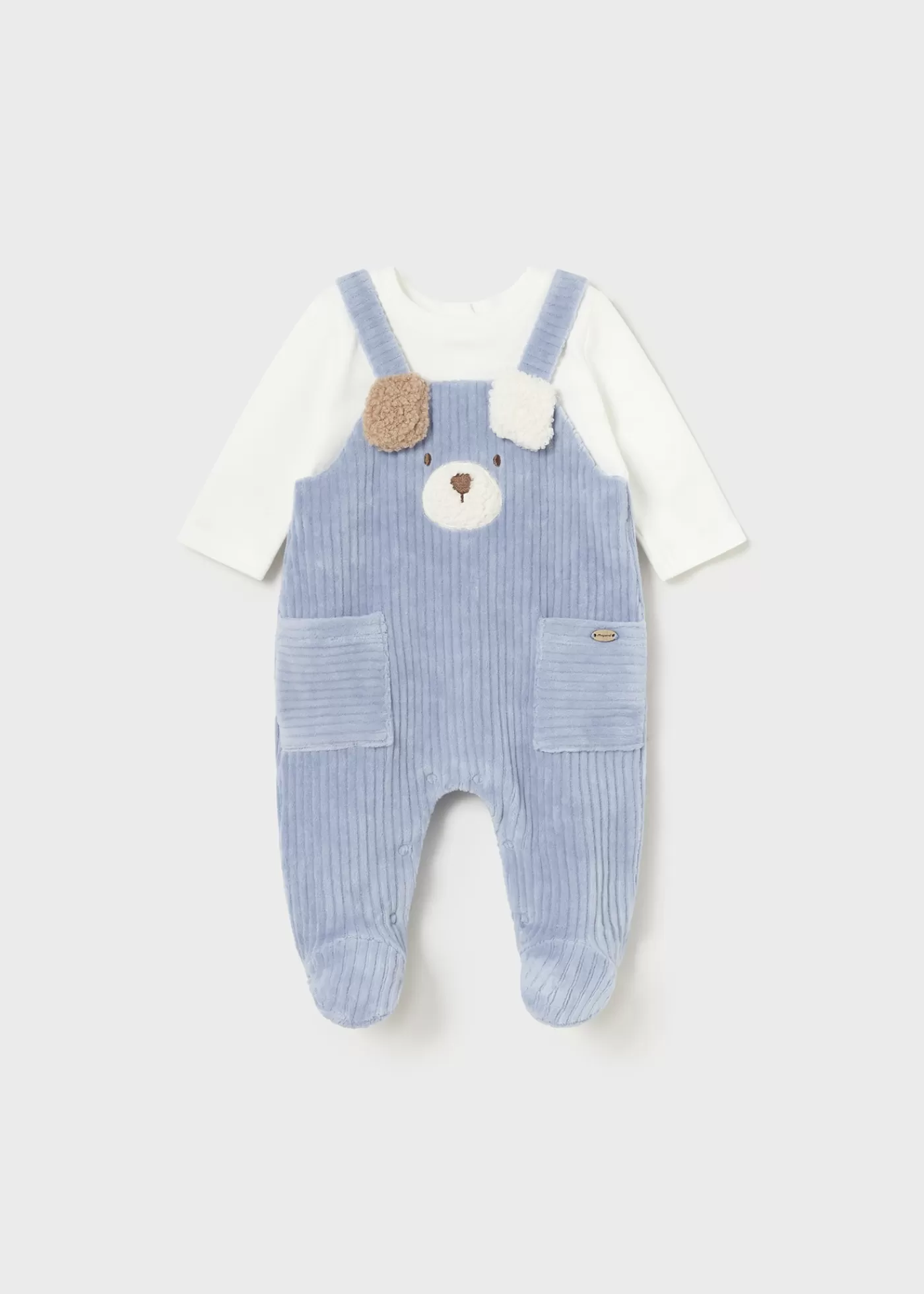 Mayoral Newborn Corduroy Teddy One-Piece Sky Outlet