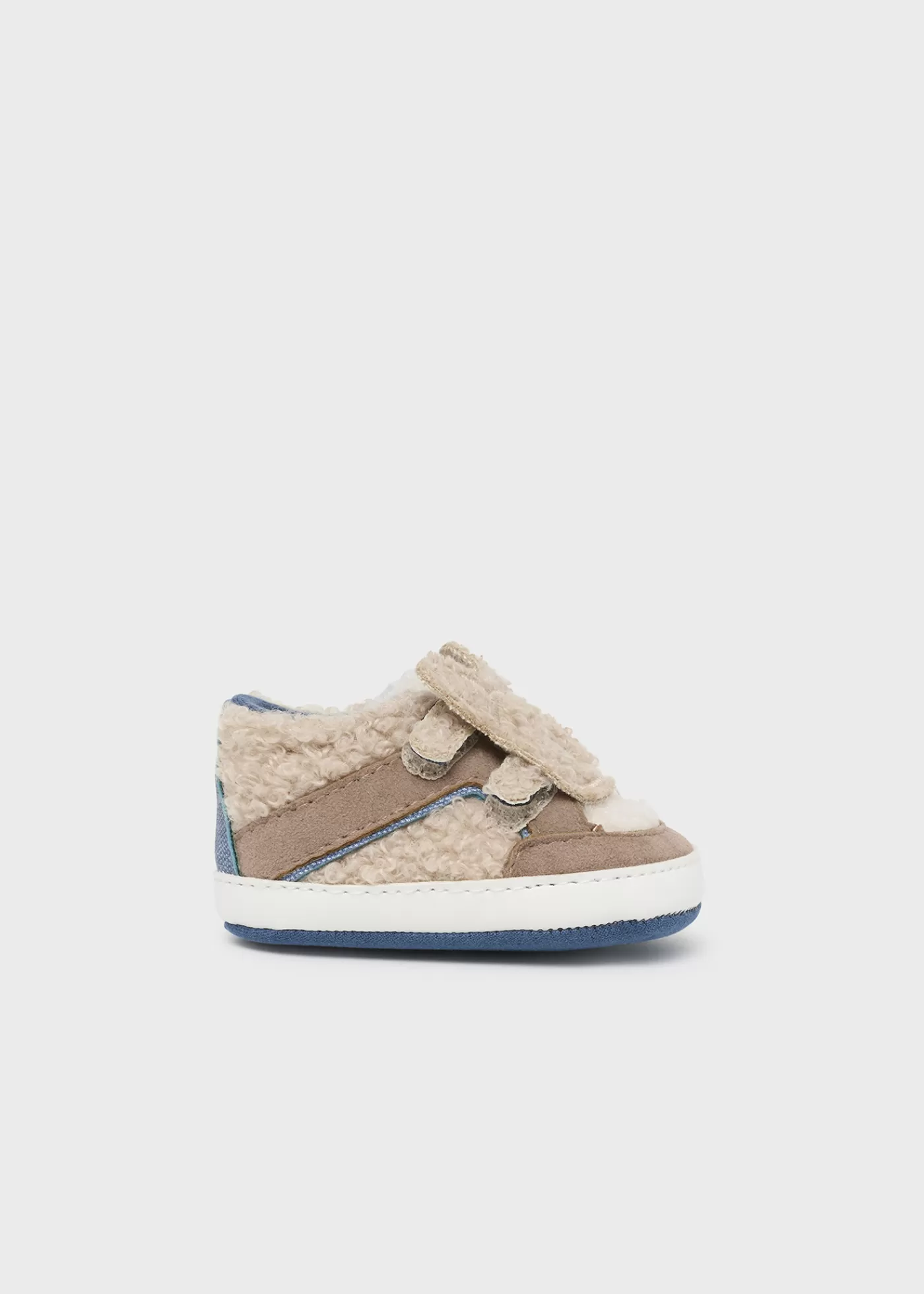 Mayoral Newborn Faux Sheepskin Sneakers Beige-Blue Clearance