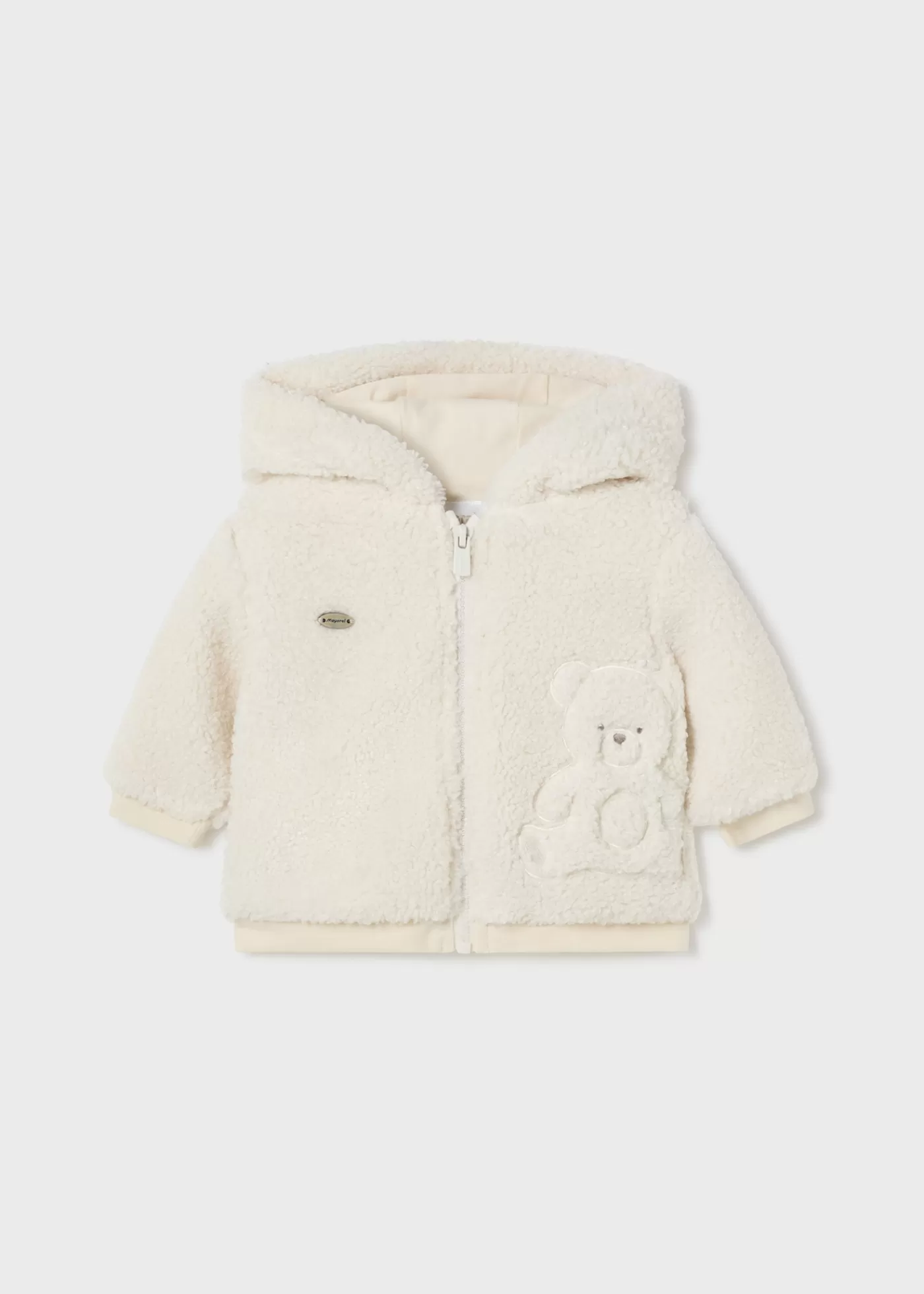 Mayoral Newborn Faux Sheepskin Zip Hoodie Offwhite Hot