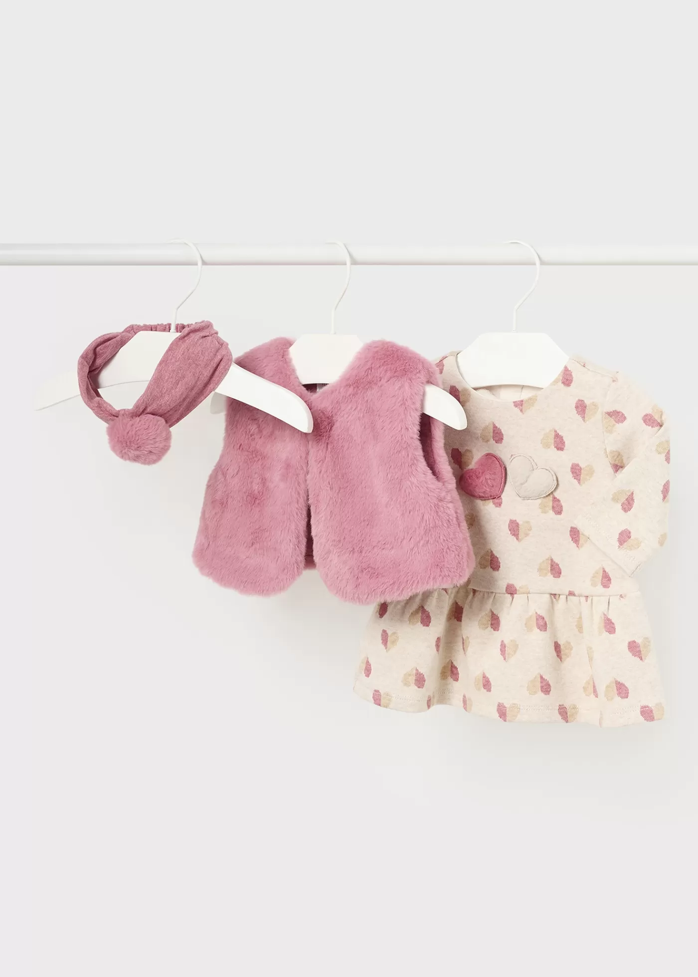 Mayoral Newborn Girl 3 Piece Set with Faux Fur Vest Midrose Sale