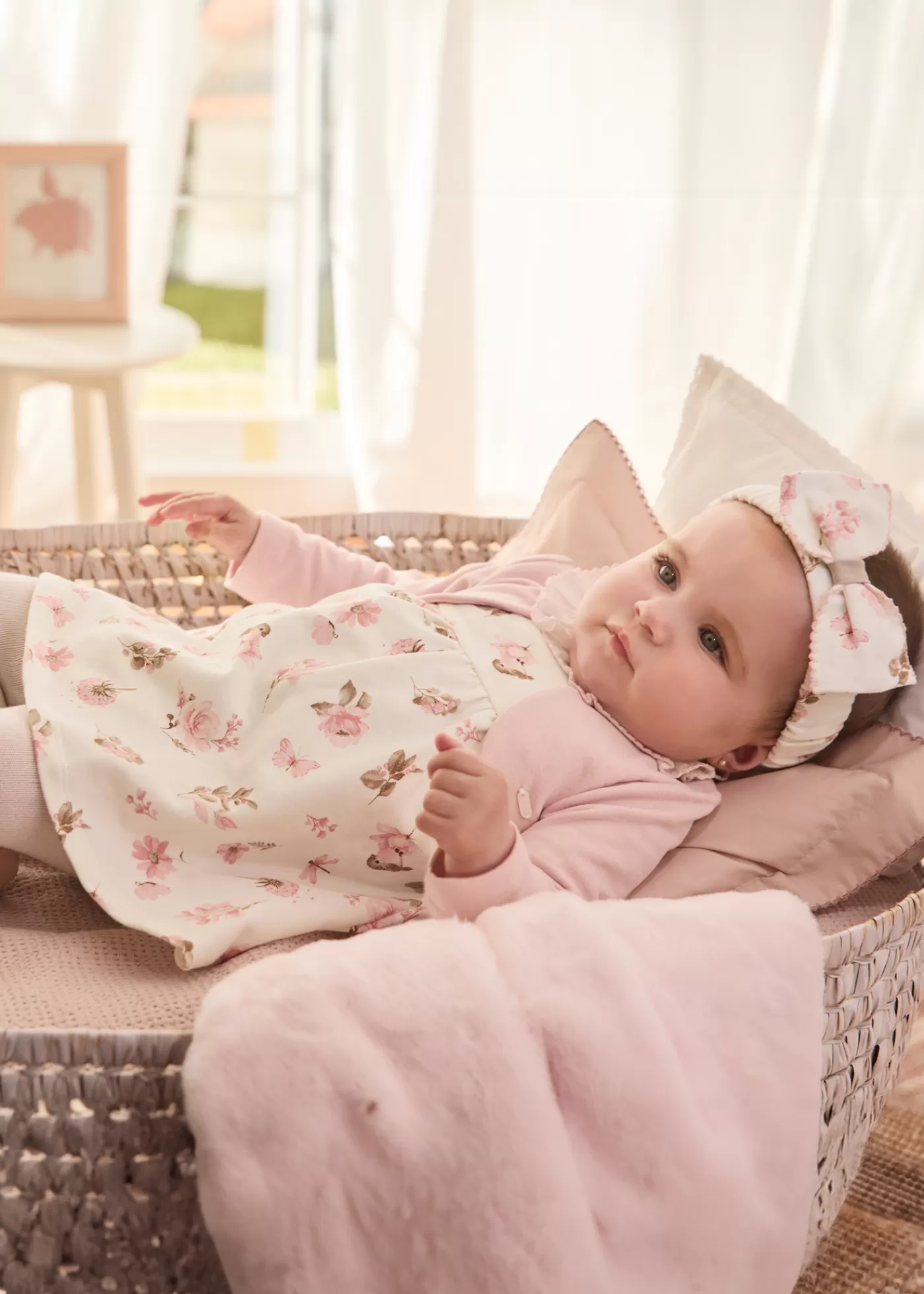 Mayoral Newborn Girl Dress with Faux Cardigan Blush Online