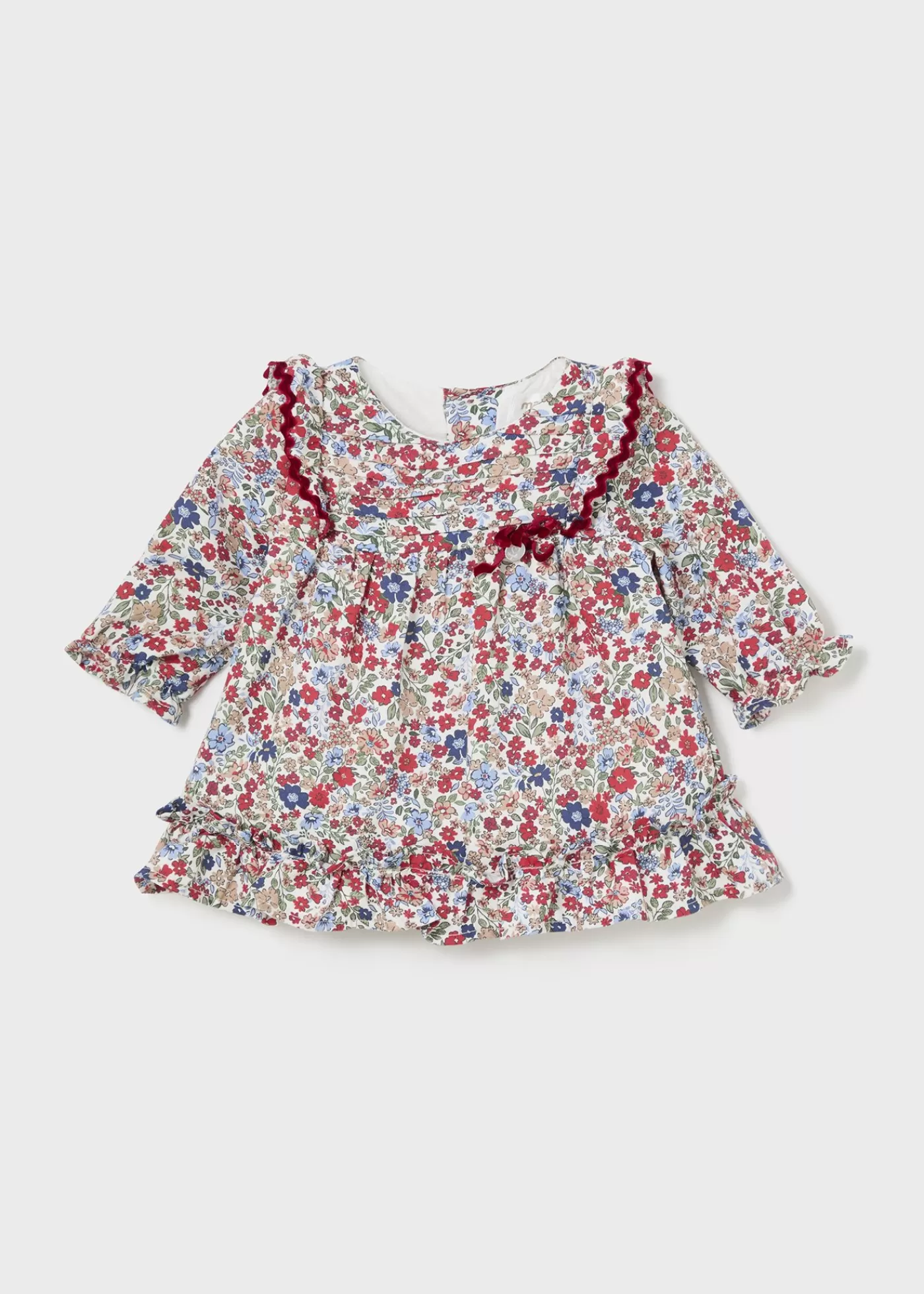 Mayoral Newborn Girl Floral Ruffle Dress Red-Floral Store