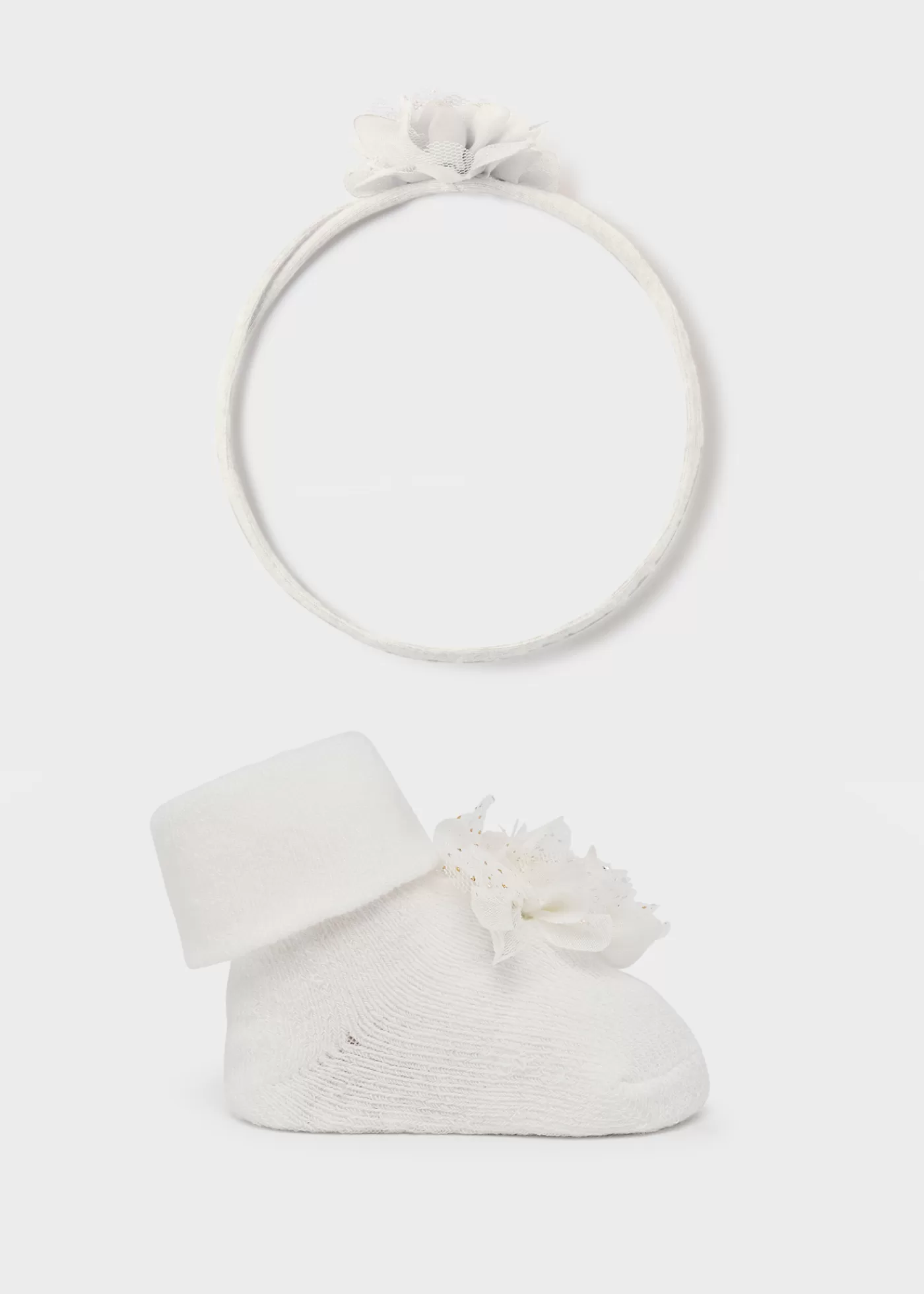 Mayoral Newborn Girl Headband and Socks Set Offwhite Best Sale