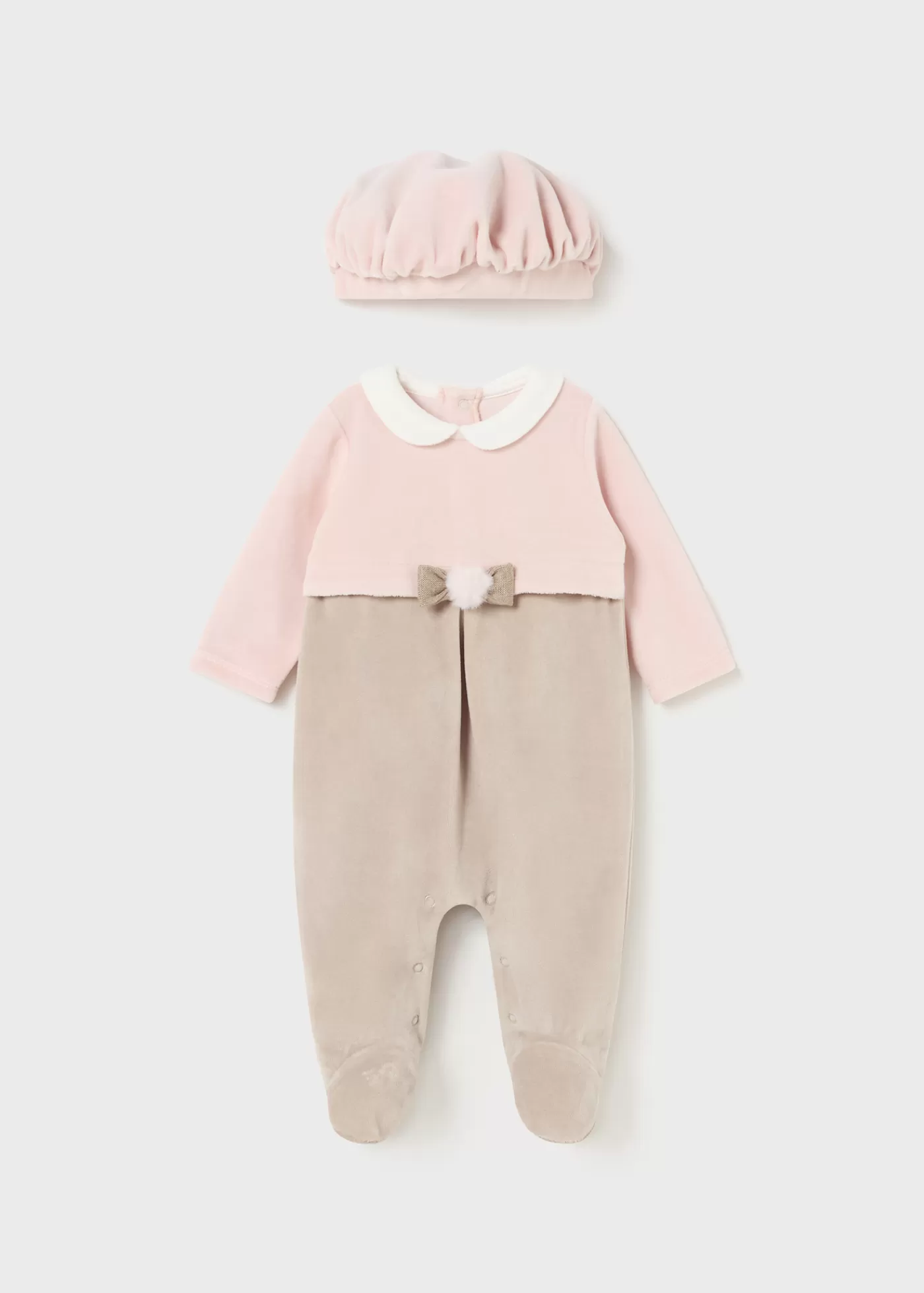 Mayoral Newborn Girl One-Piece with Beret Blush Hot