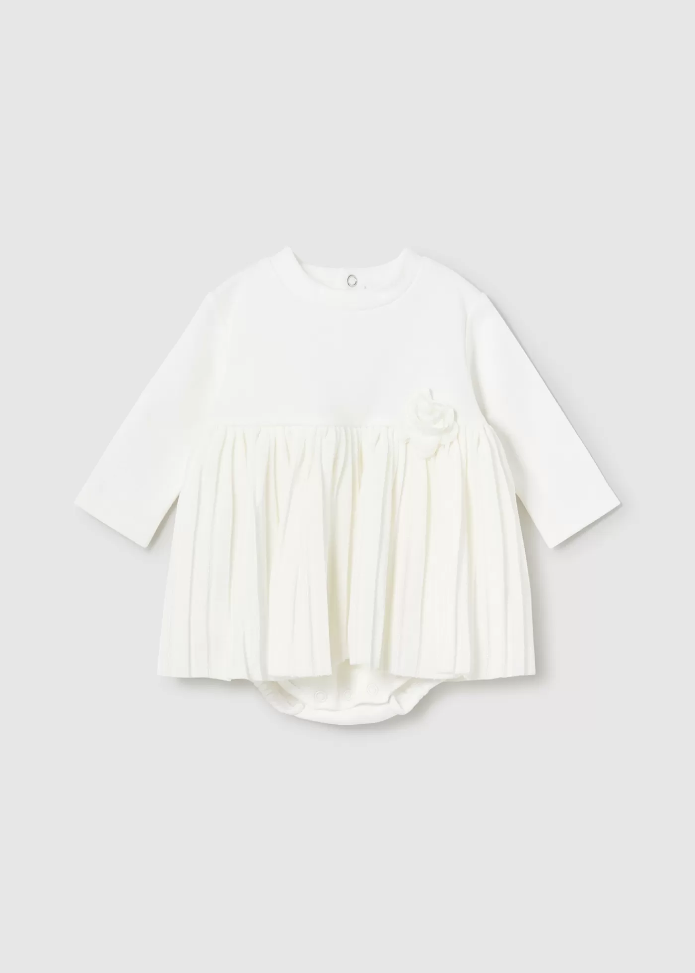 Mayoral Newborn Girl Pleated Dress Offwhite Cheap