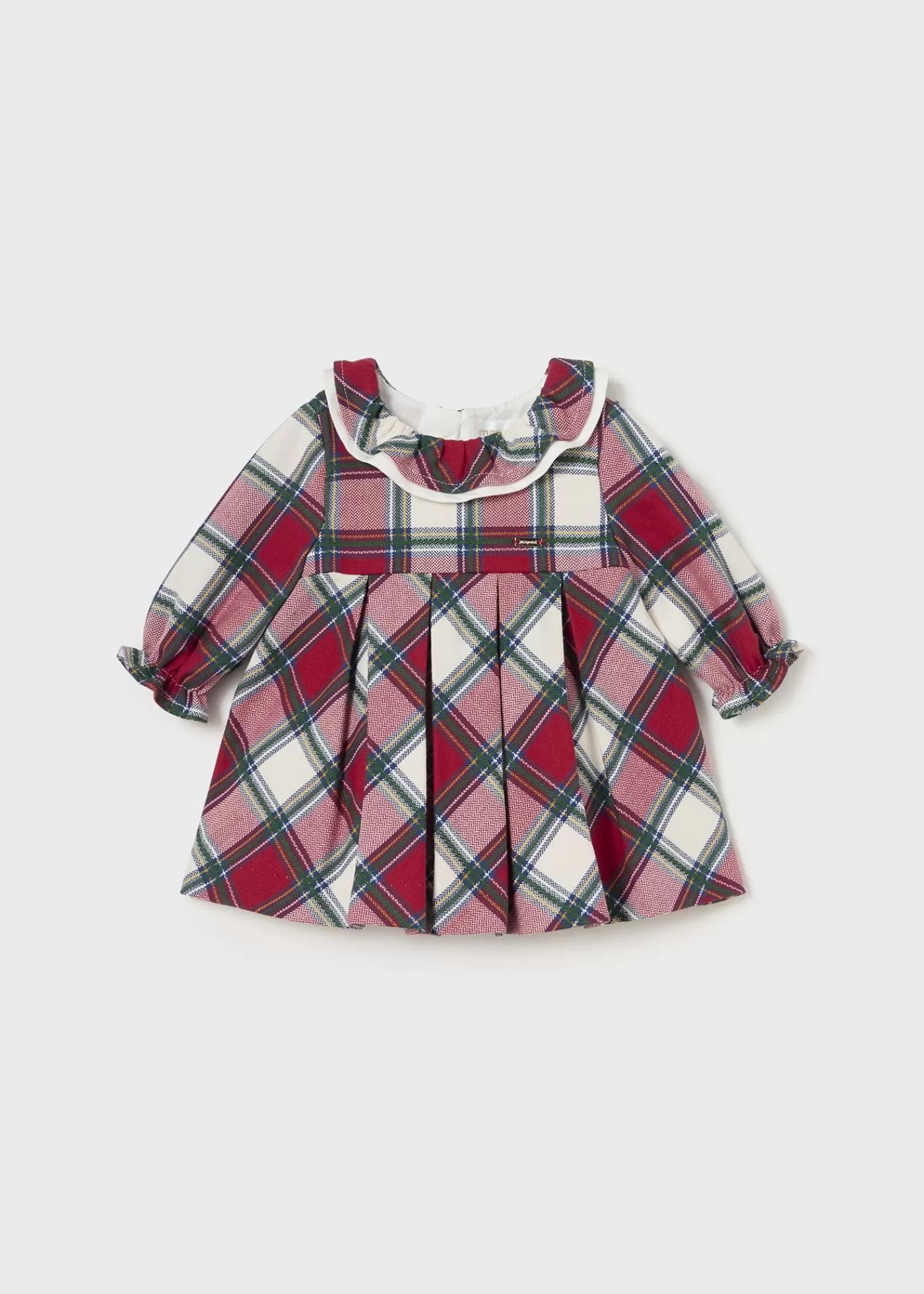 Mayoral Newborn Girl Tartan Ruffle Neck Dress Red Online