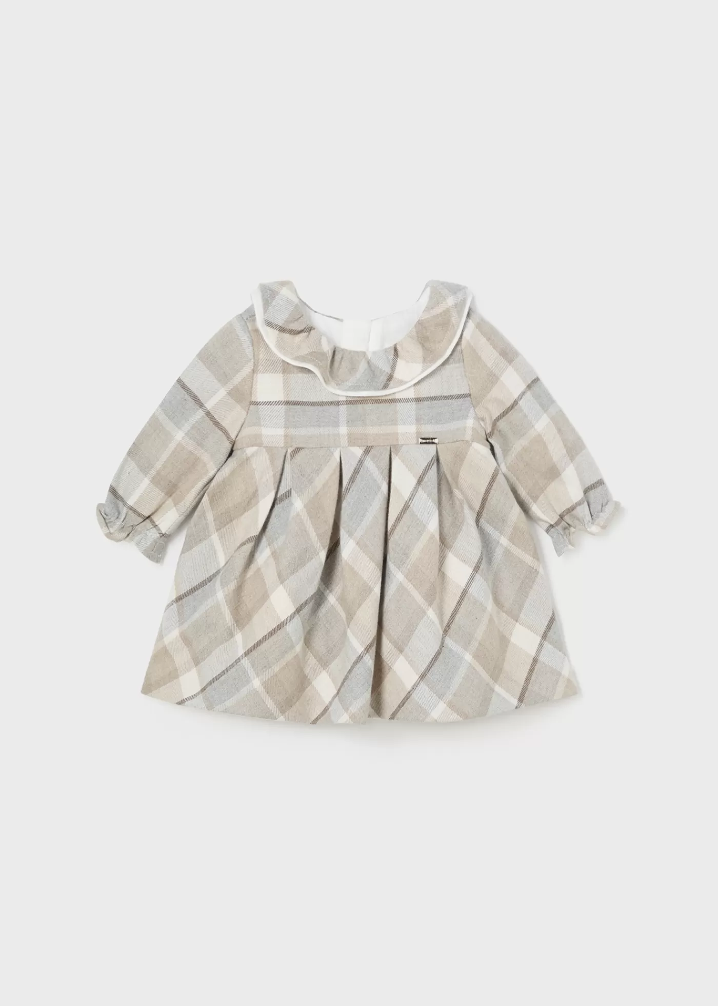 Mayoral Newborn Girl Tartan Ruffle Neck Dress Nut Discount