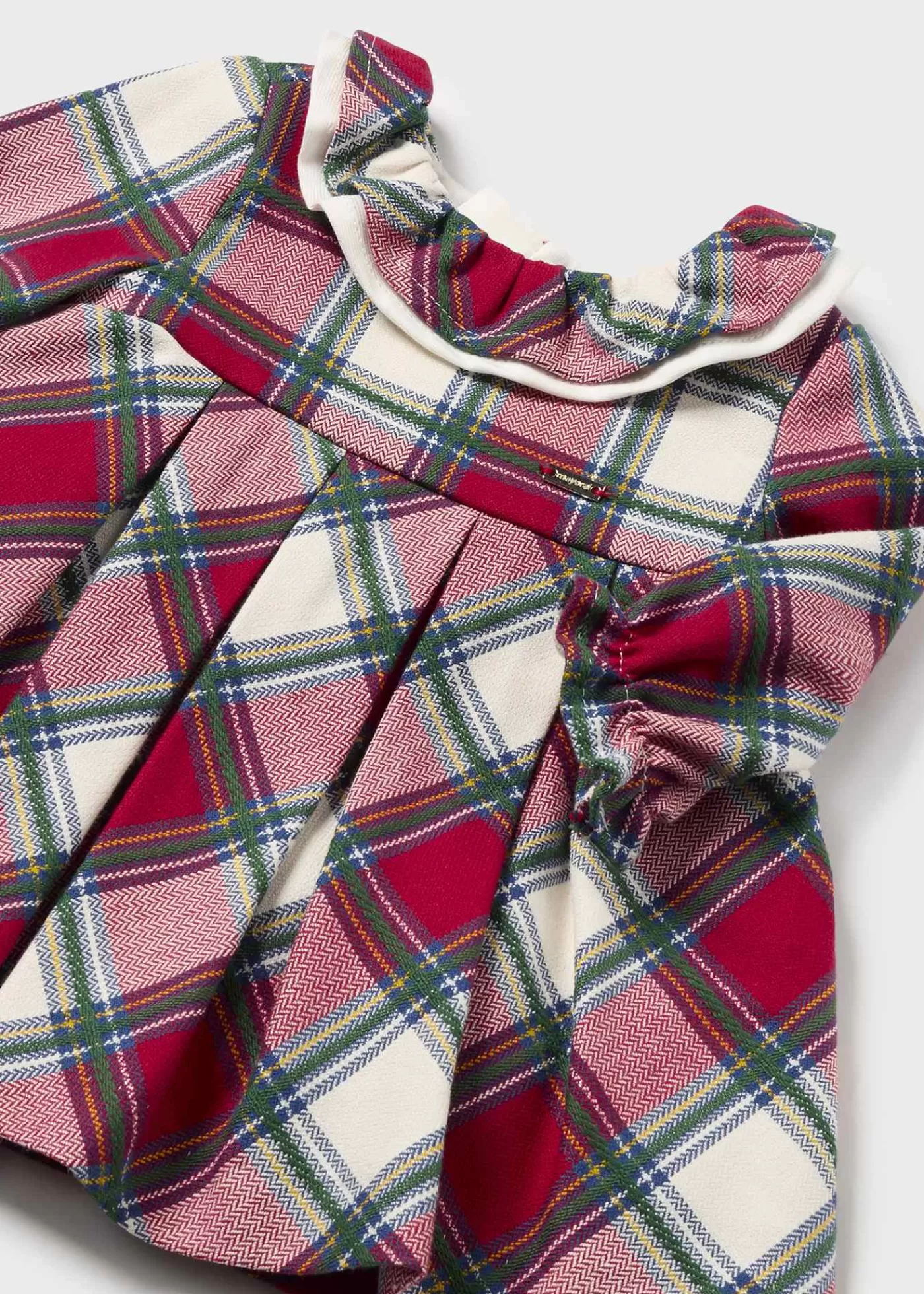 Mayoral Newborn Girl Tartan Ruffle Neck Dress Red Online